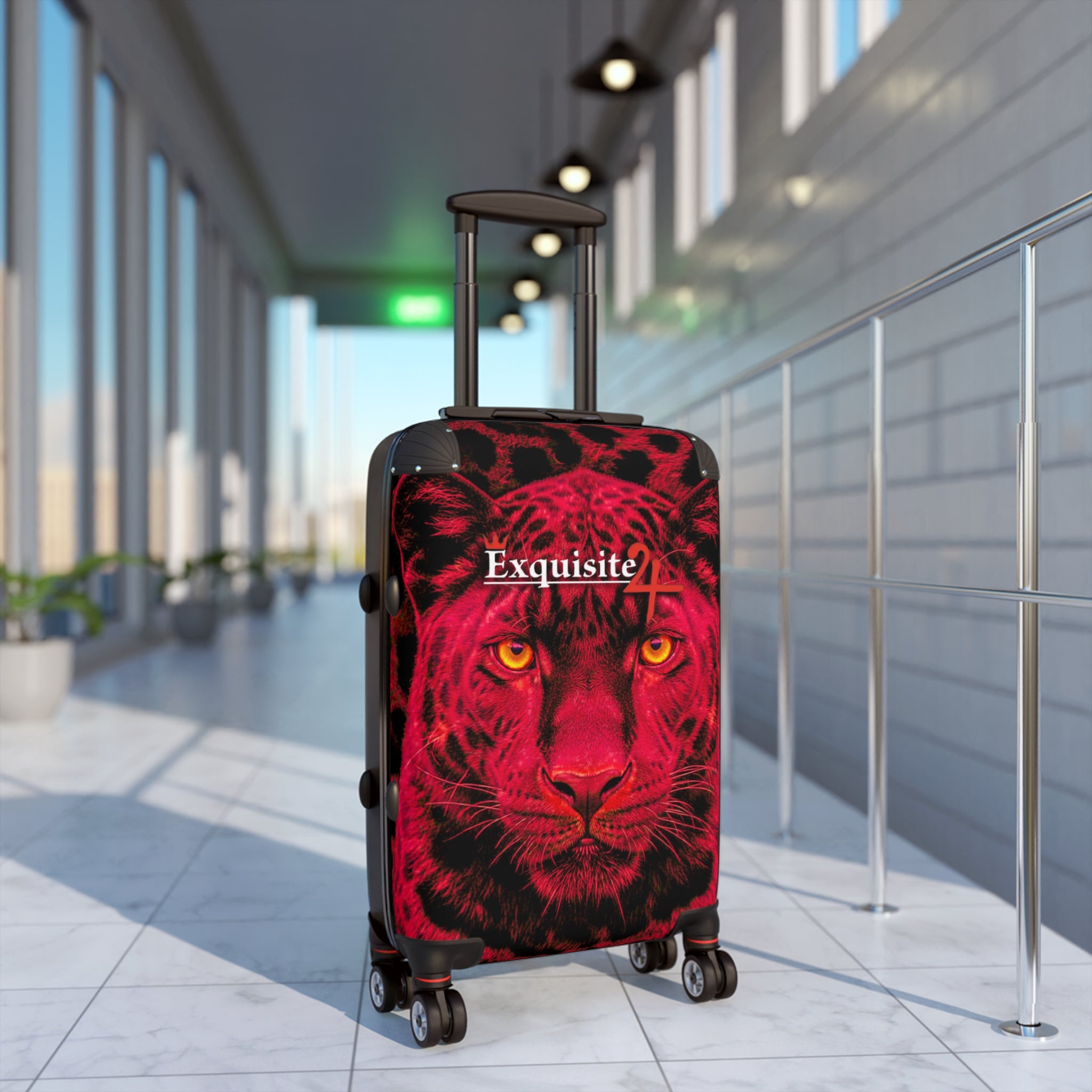 Exquisite 24 Red Leopard Carry-On Suitcase — Bold Animal Print Luggage