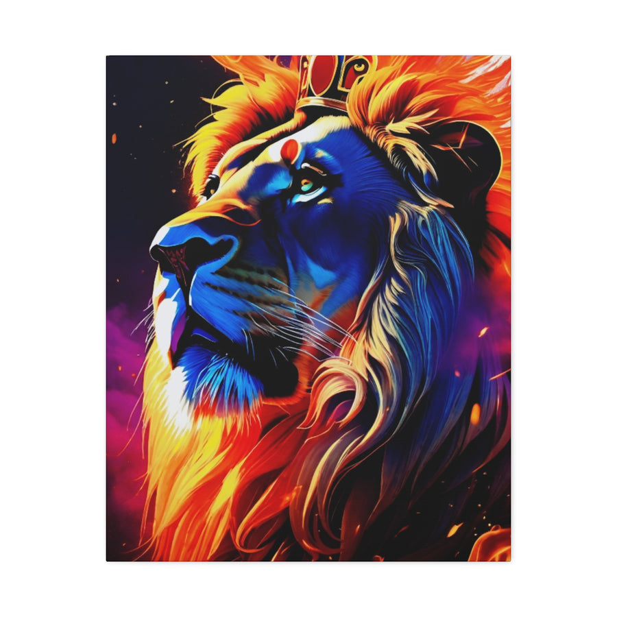 Celestial Majesty Canvas Wall Art — Royal Lion Stretched Canvas