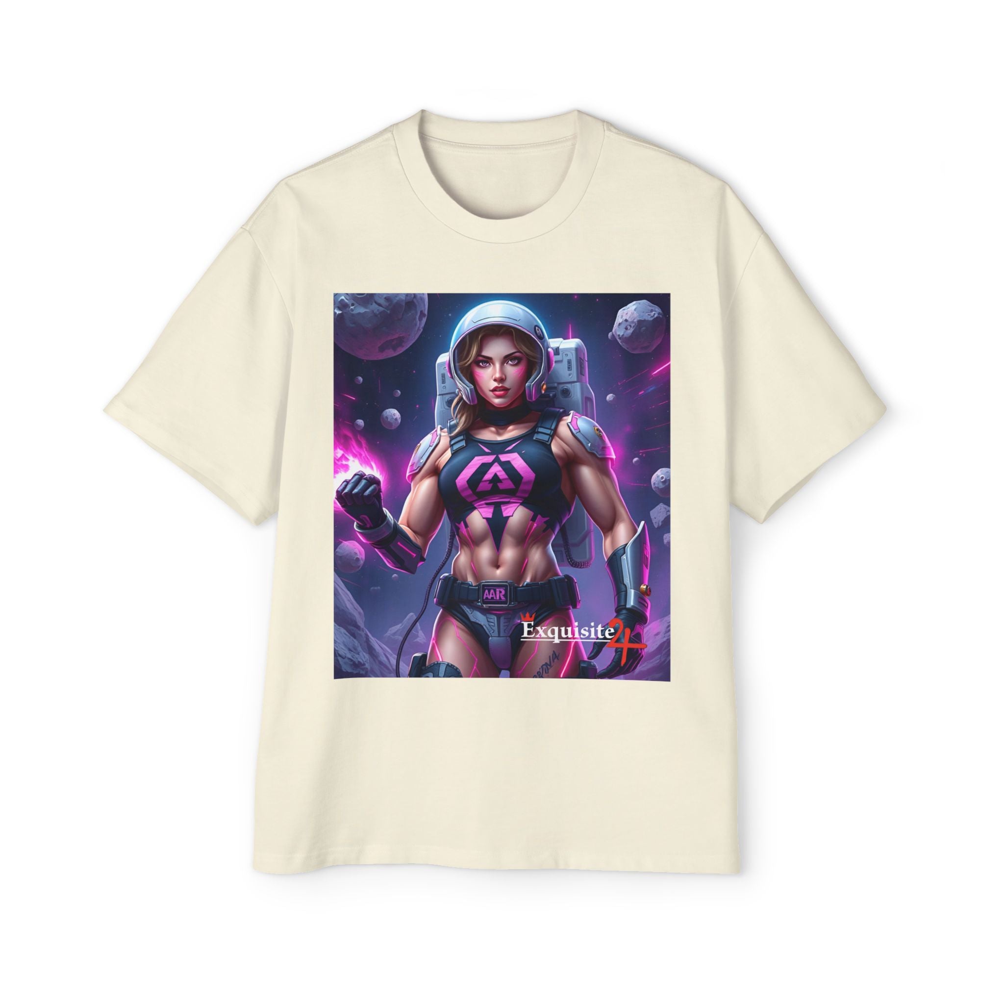 Astronaut Warrior Graphic Tee — Men's Sci‑Fi Space Gamer Oversized Shirt