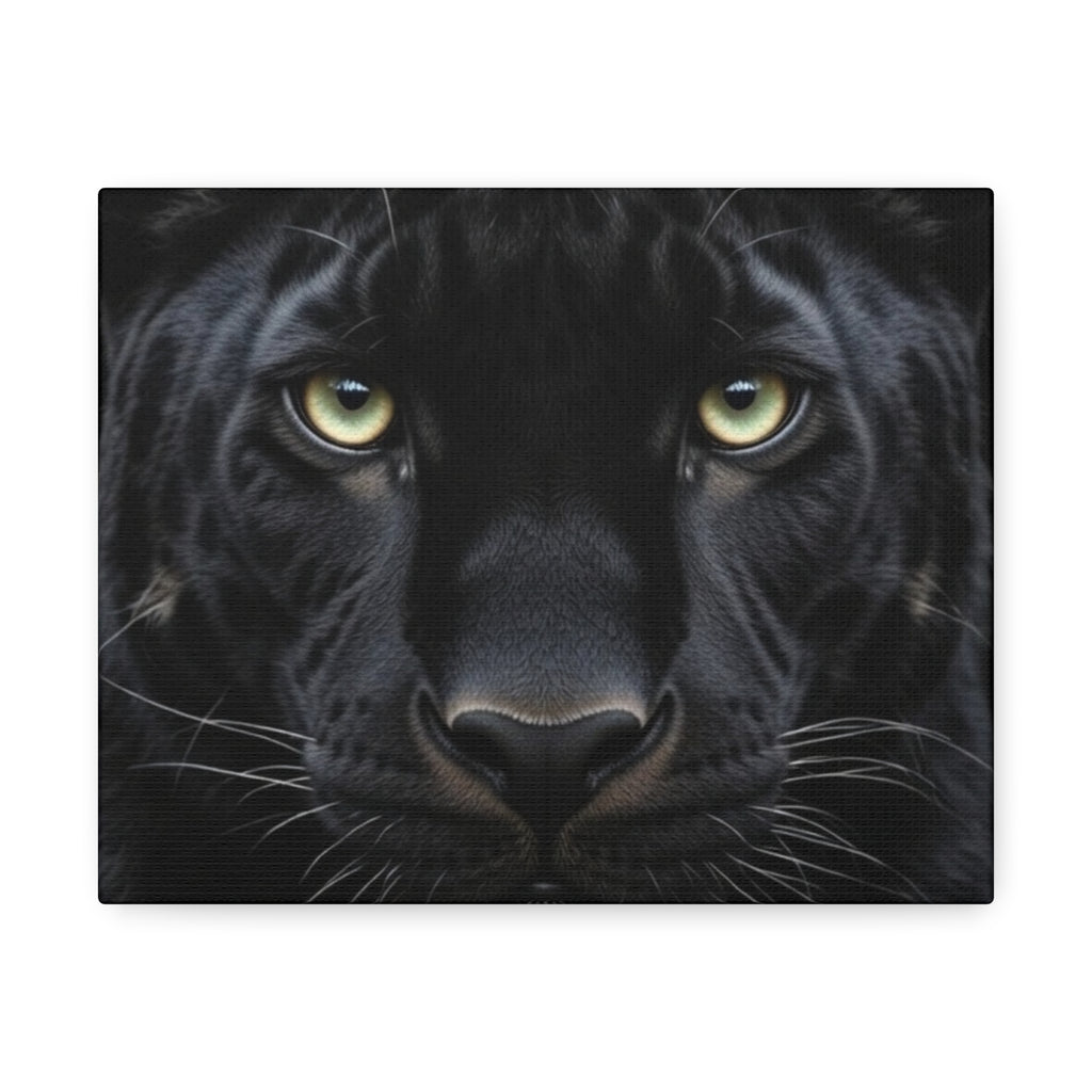 Black Panther Wall Canvas — Intense Close-Up Stretched Canvas Art