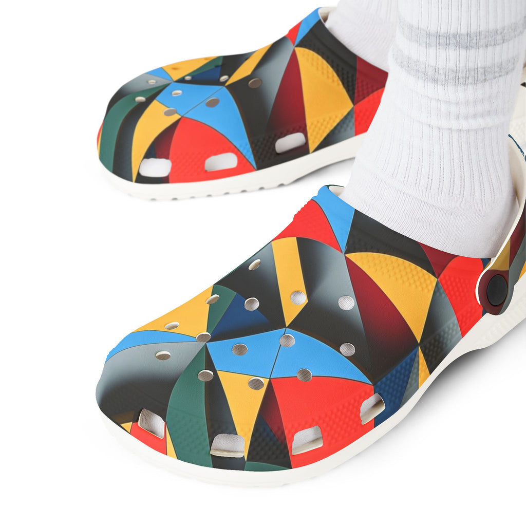 Abstract Geometric EVA Foam Clogs — Colorful Modern Slip-On Shoes