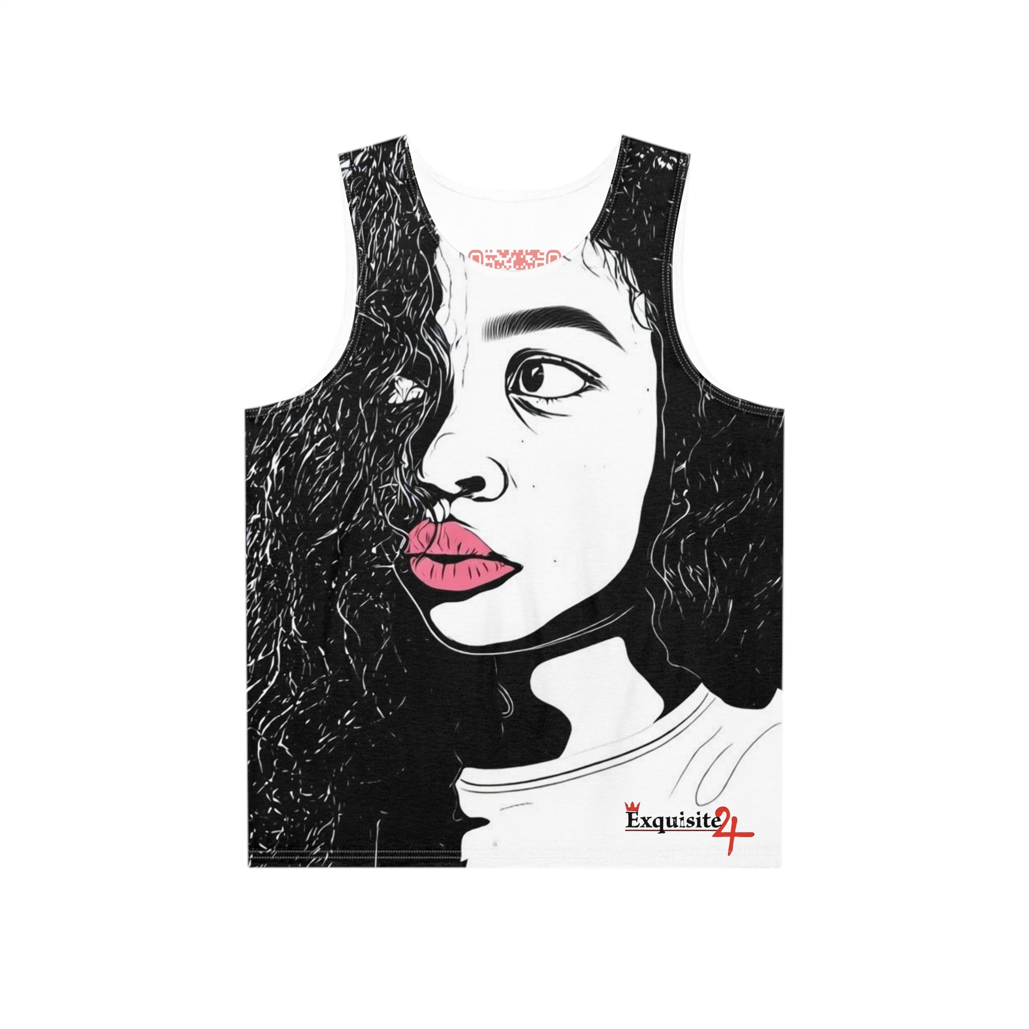 Abstract Monochrome Face Tank Top — Graphic Art Muscle Shirt