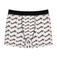 Exquisite 24 Logo-Print Men's White Boxer Briefs — All-Over Pattern