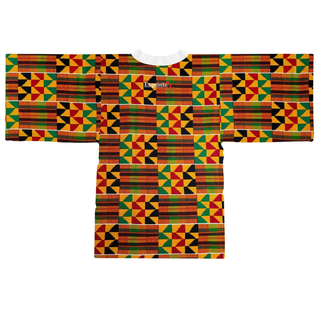 Kente Print Long Sleeve Kimono Robe