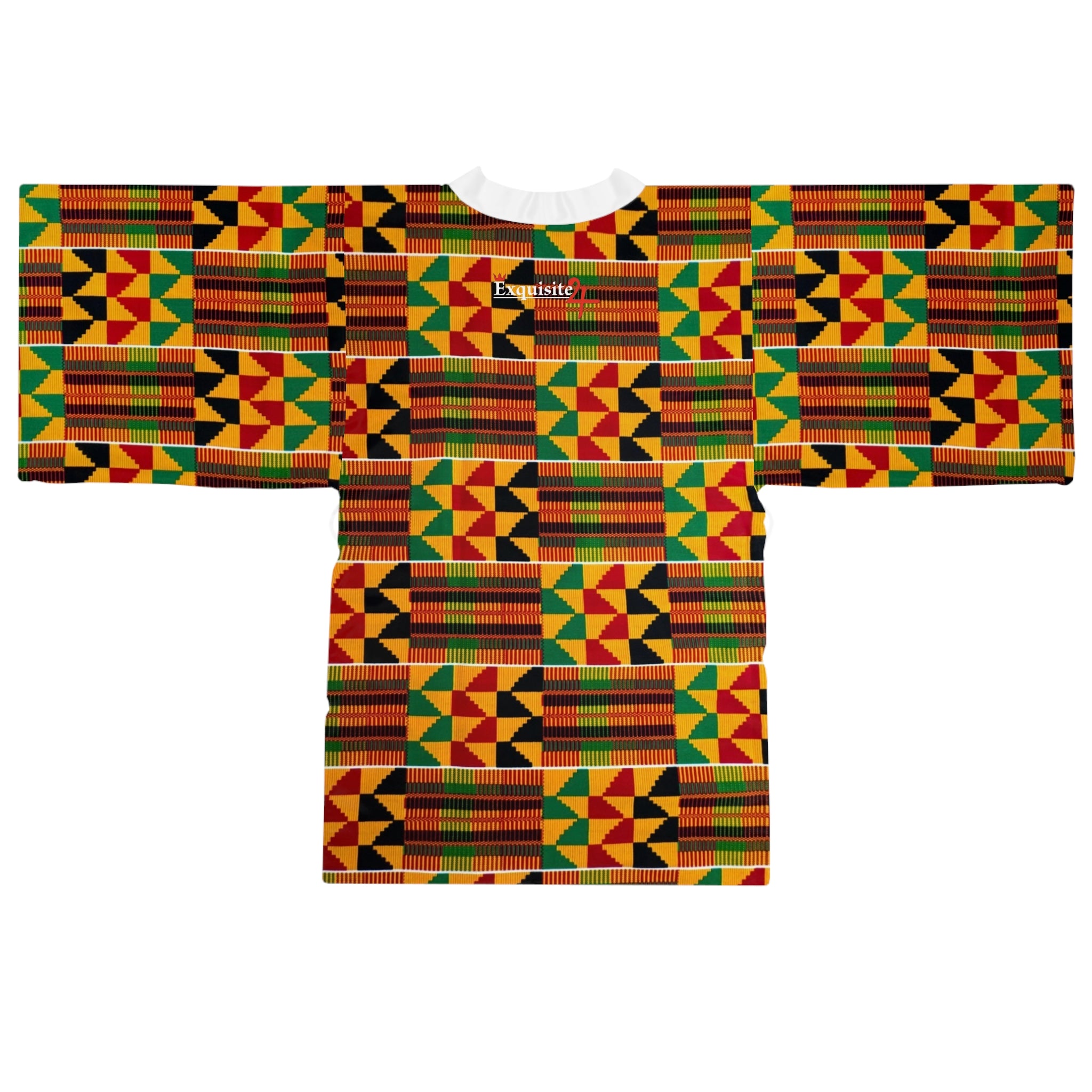Kente Print Long Sleeve Kimono Robe