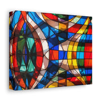 Stained Glass Abstract Stretched Canvas Print — Colorful Geometric Wall Art