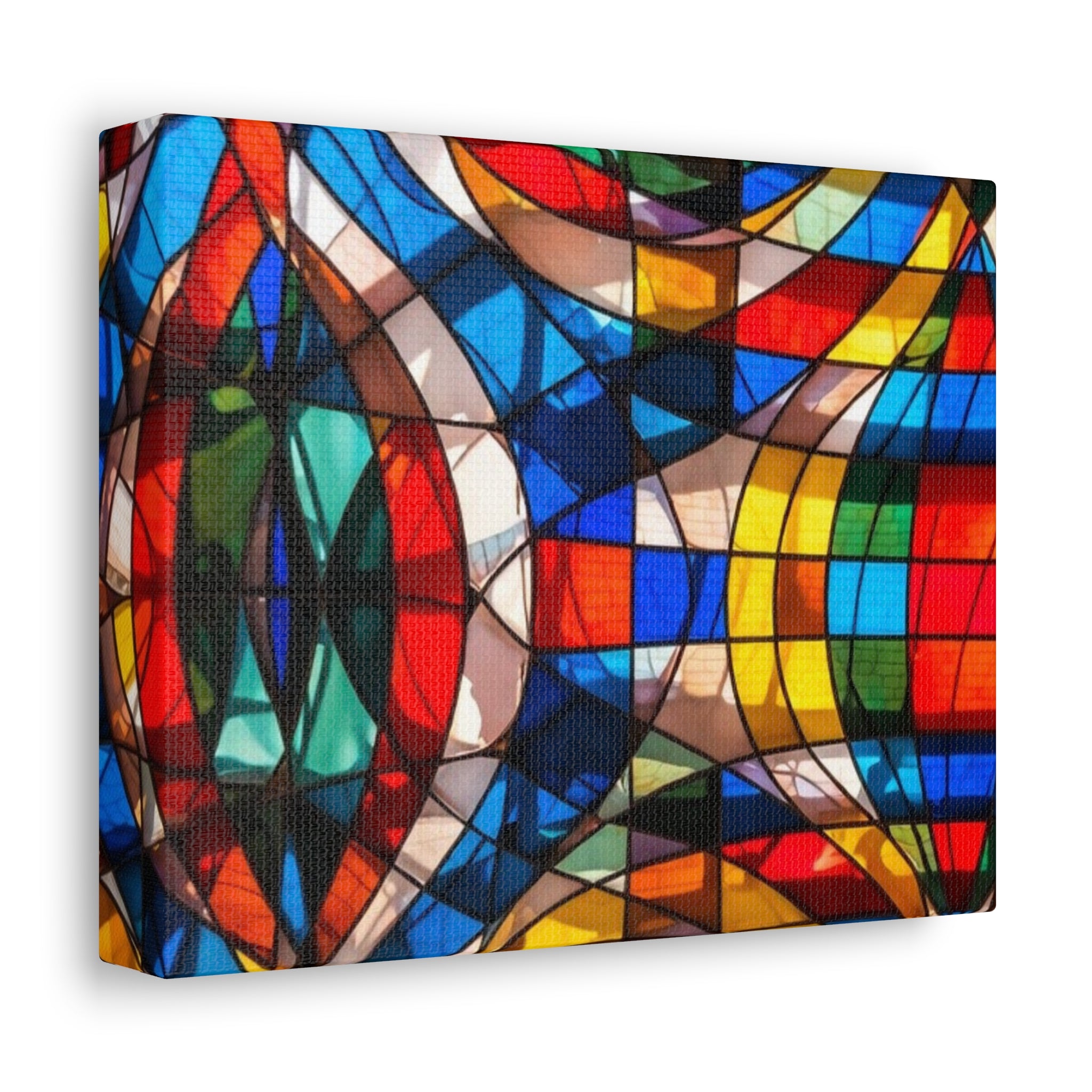 Stained Glass Abstract Stretched Canvas Print — Colorful Geometric Wall Art