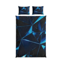 Geometric Blue Crystal Cotton Duvet Cover Set