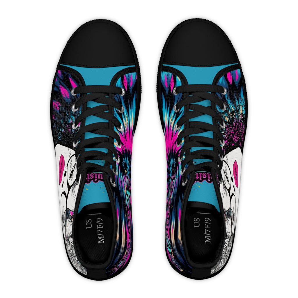 Women's High Top Portrait Pink & Blue Tie Dye Sneakers
