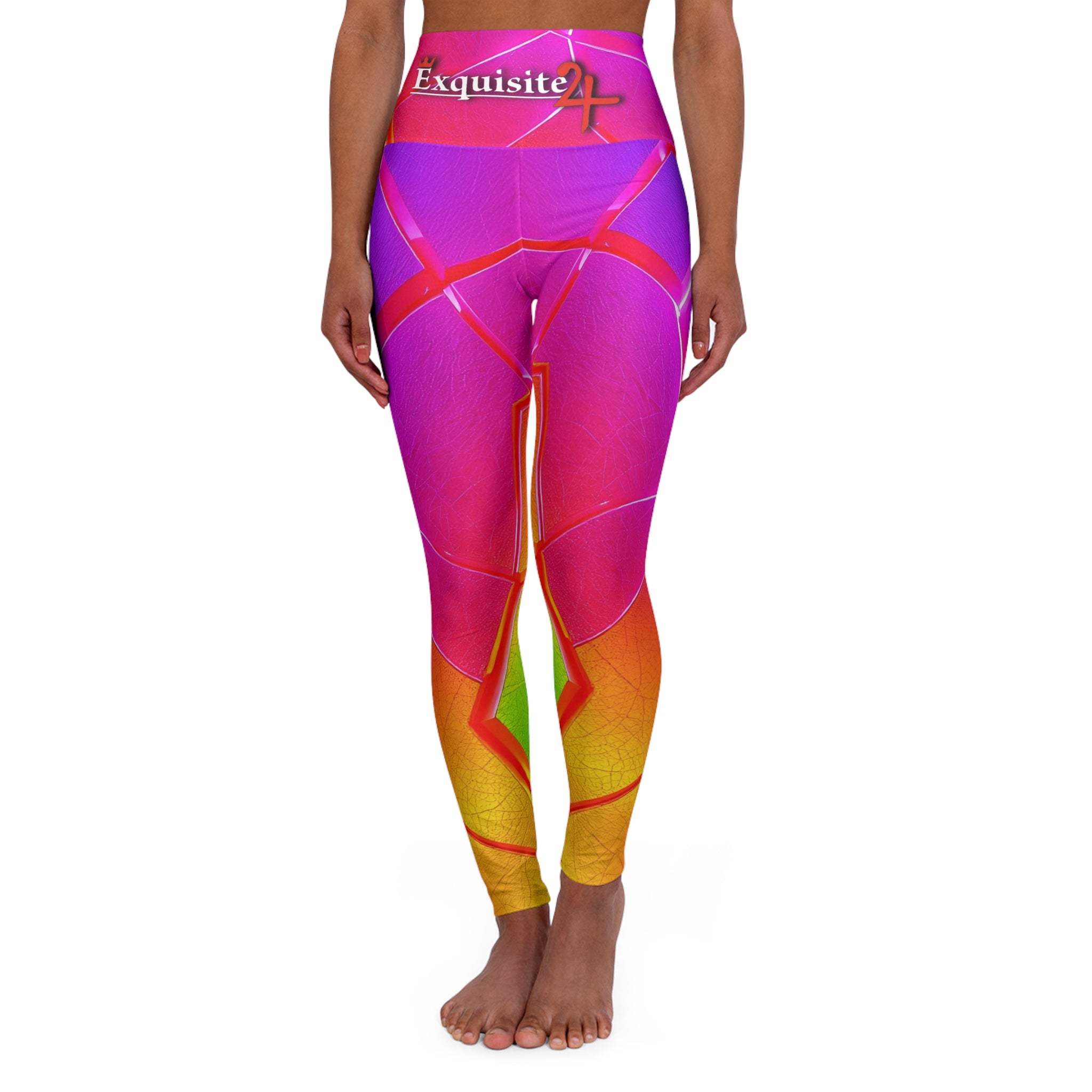 High-Waisted Yoga Leggings — Exquisite 24 Vibrant Gradient Activewear