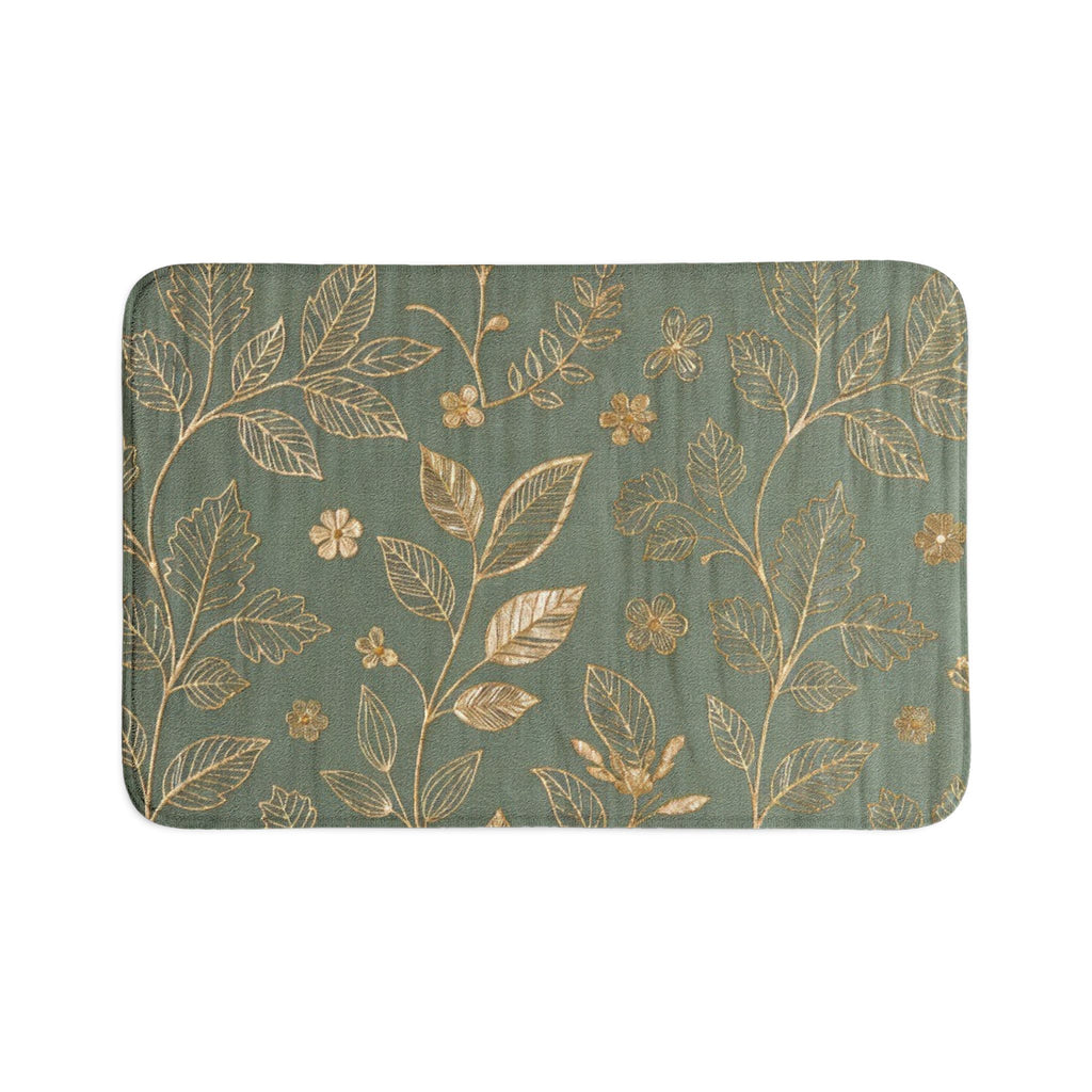 Botanical Gold Leaves Toilet 3-Piece Bath Rug Set