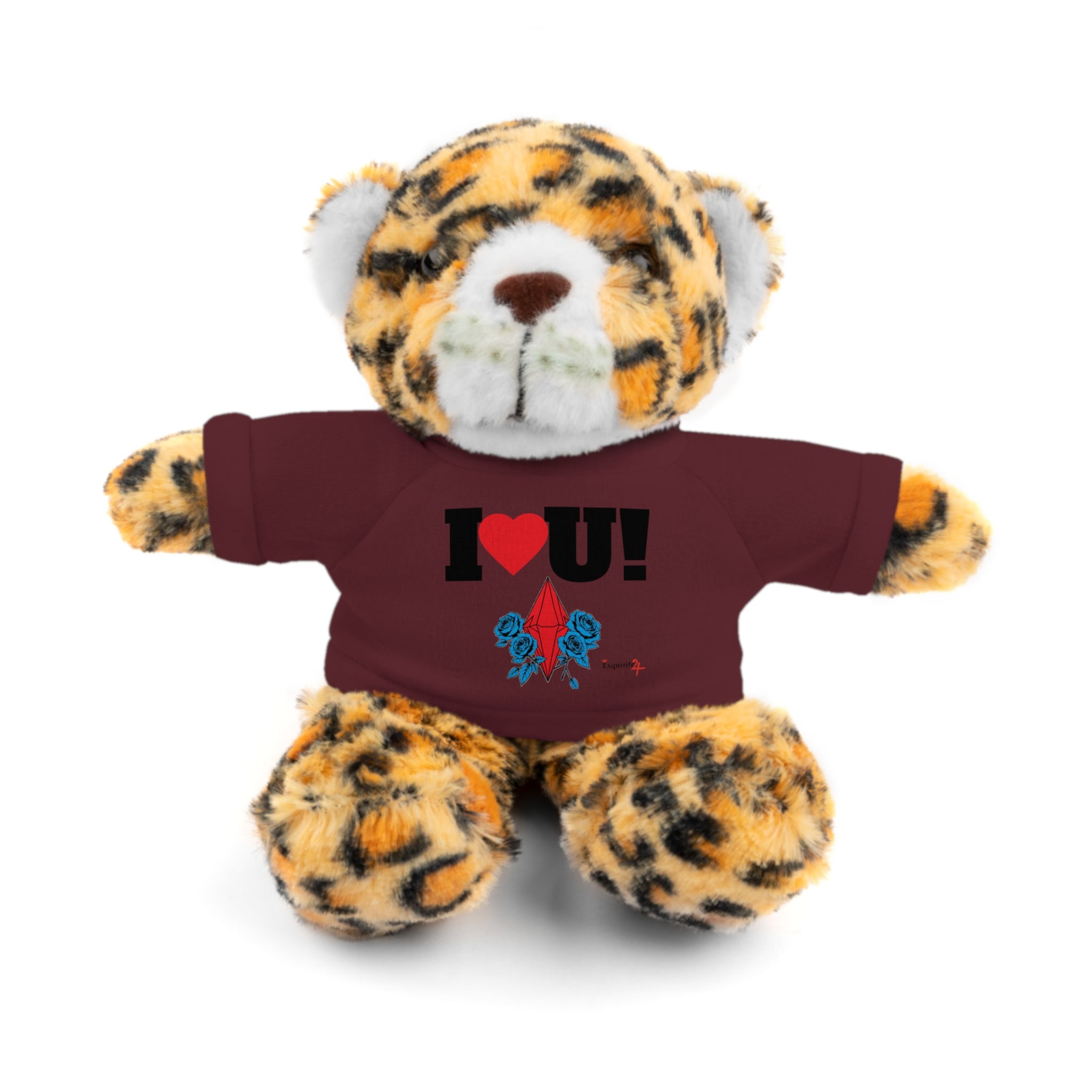 Plush Bear with Branded Tee – Red Diamond and Blue Roses Teddy