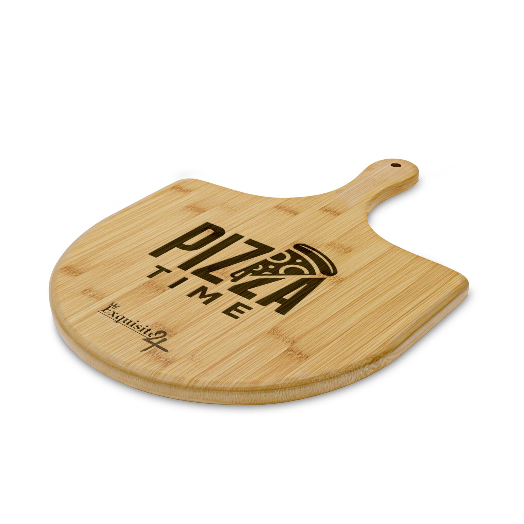 Engraved Bamboo Pizza Peel – "Pizza Time" Serving & Prep Board