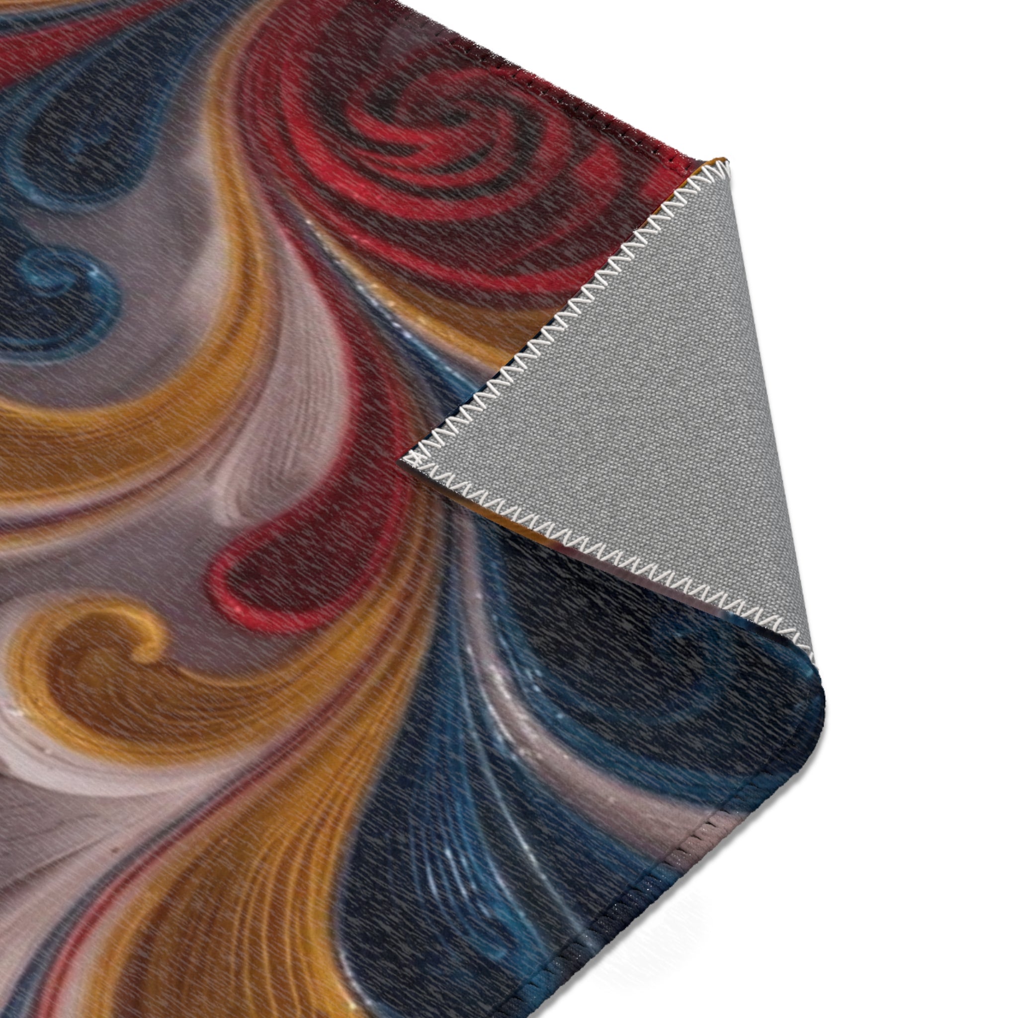 Abstract Floral Swirl Area Rug — Colorful Boho Decorative Accent Rug