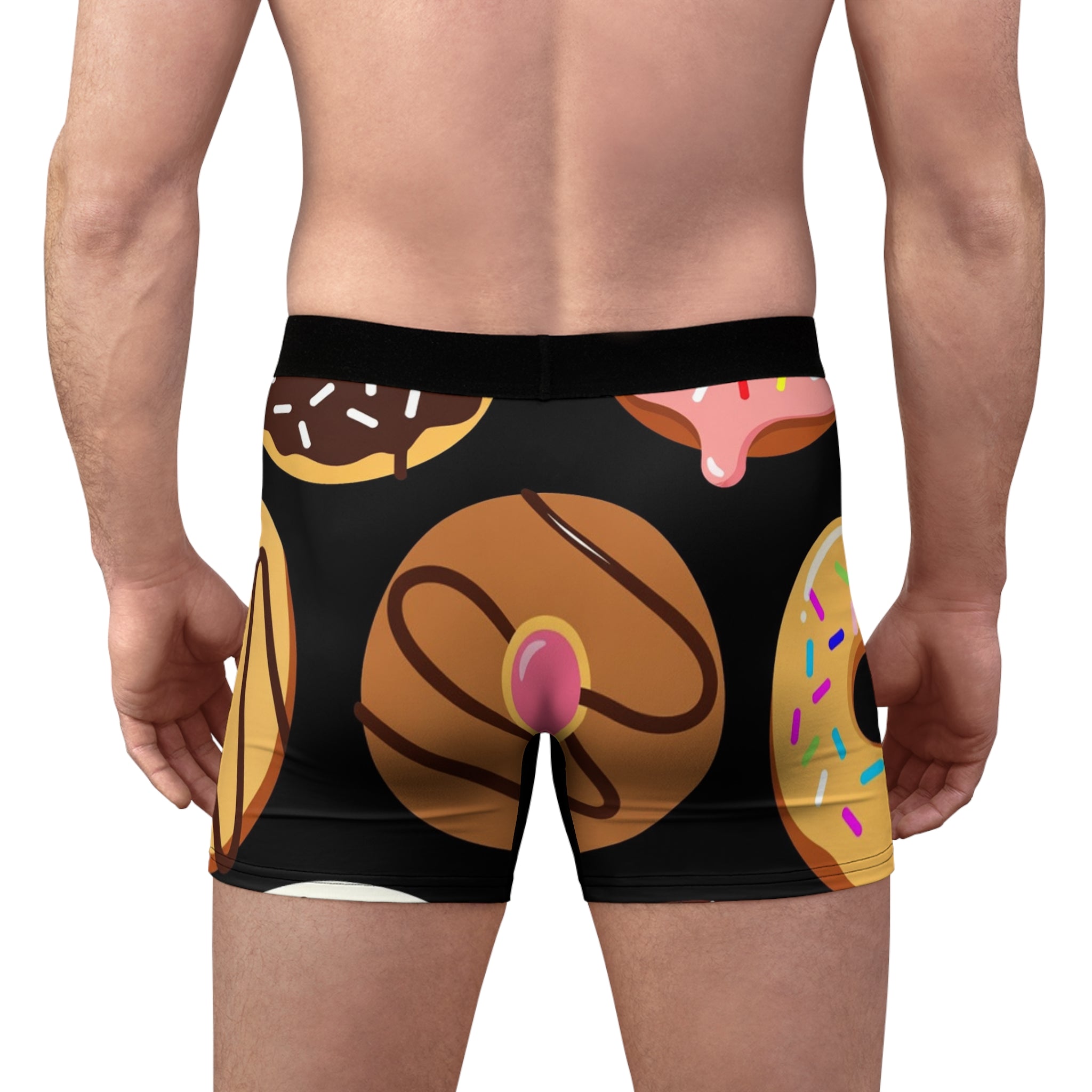 Donut Print Boxer Briefs — Men's Fun Donuts Pattern Underwear