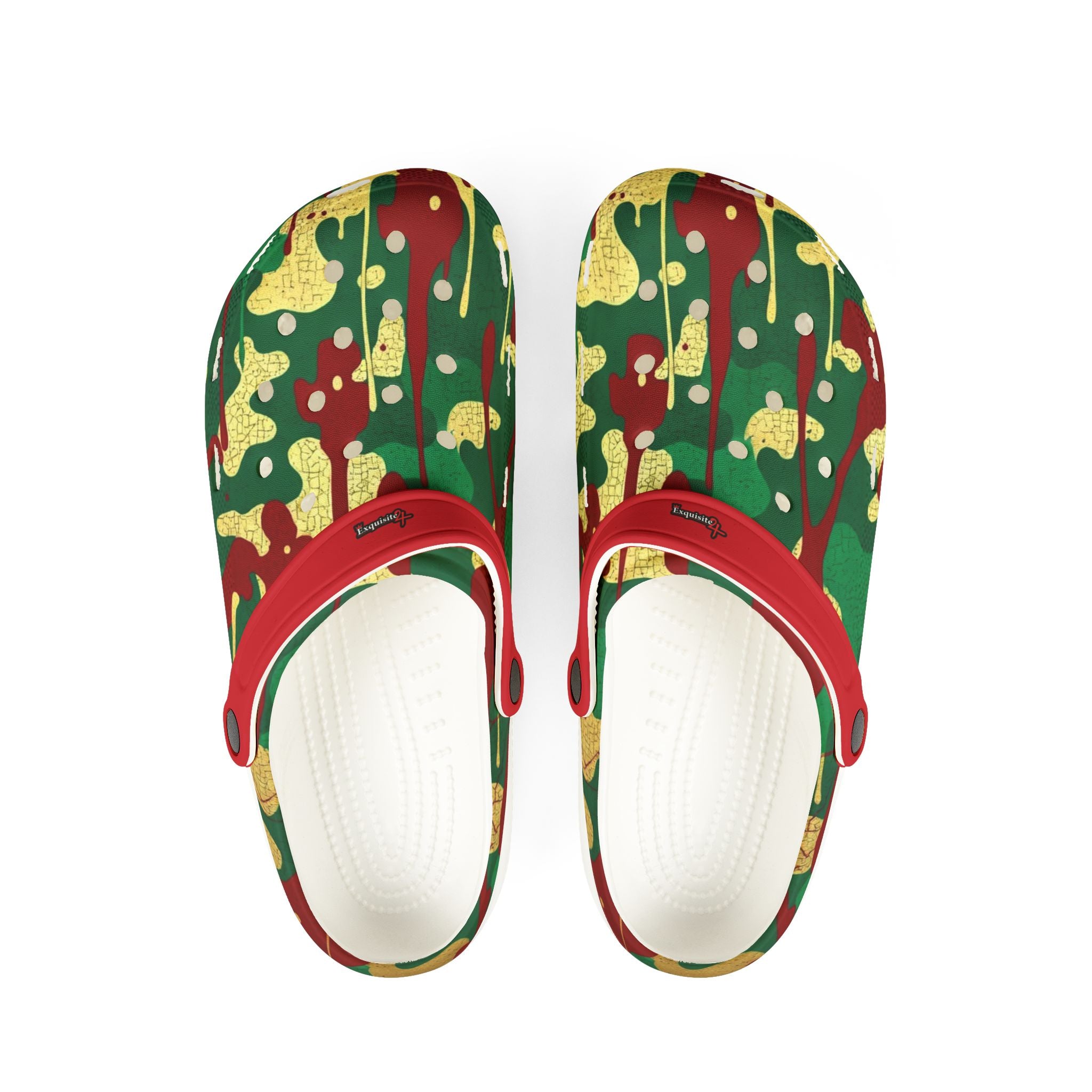 Green, Red, & Gold Camo EVA Foam Clogs