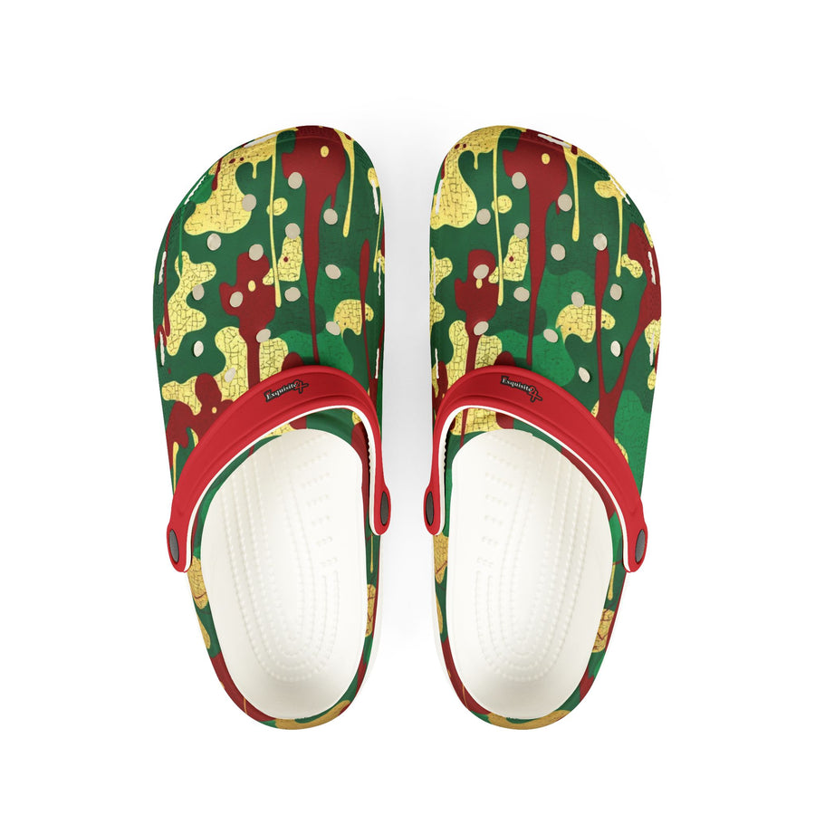Green, Red, & Gold Camo EVA Foam Clogs