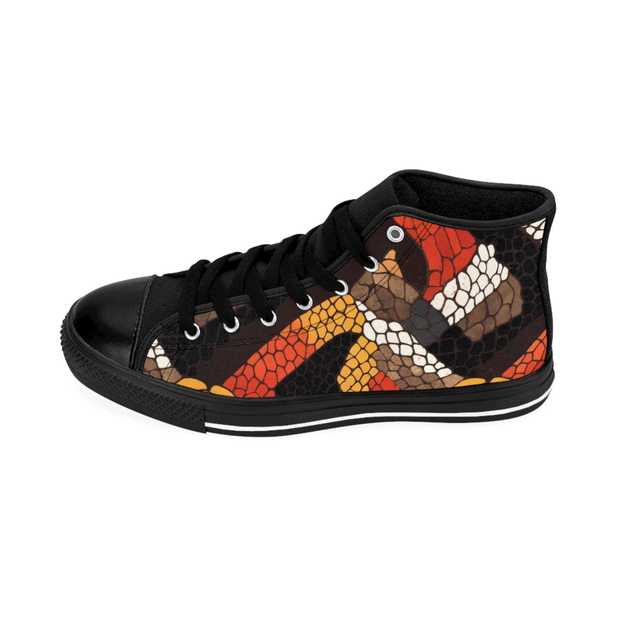 High-Top Sneakers — Autumn Snake Scale Pattern