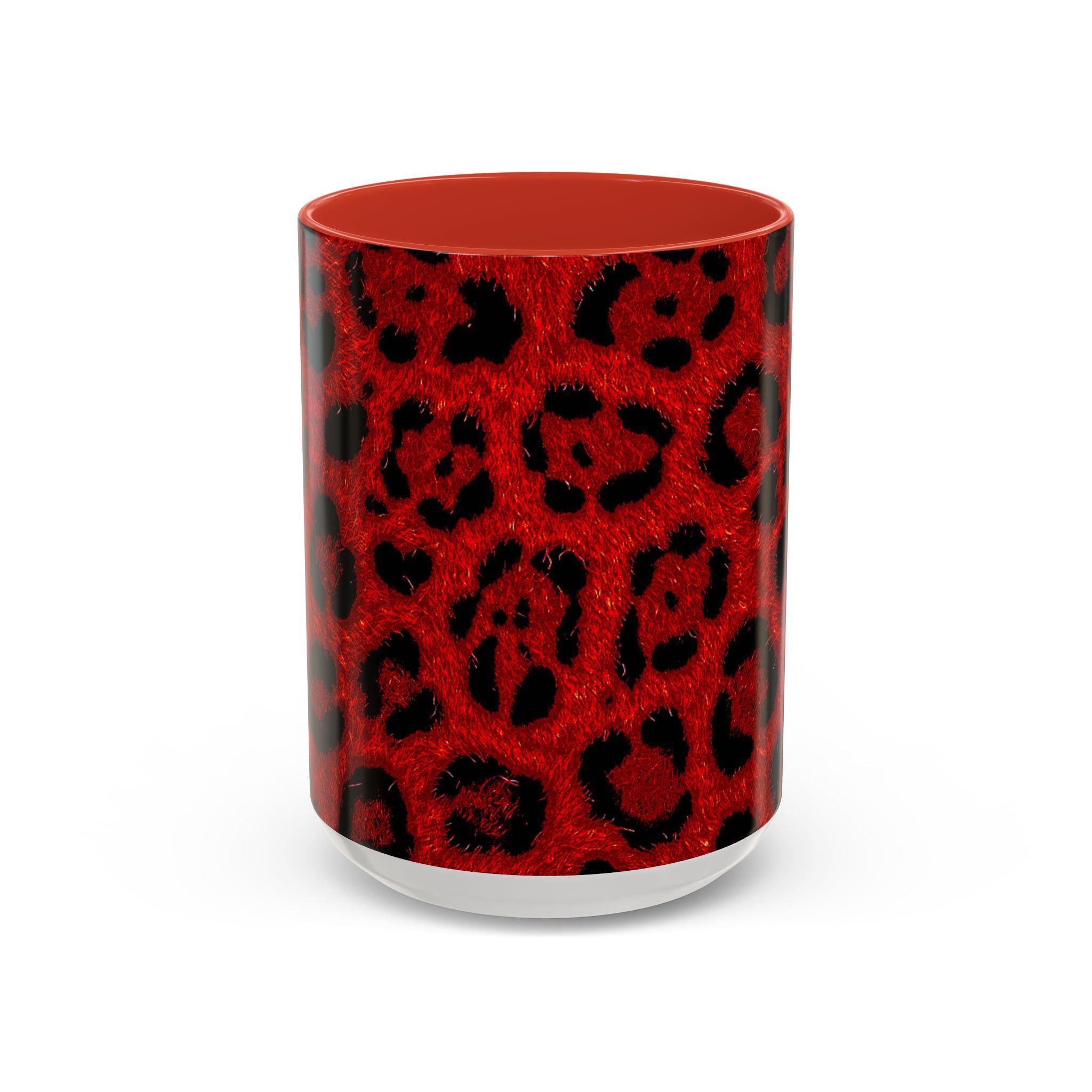 Red Leopard Print Accent Coffee Mug (11/15oz)