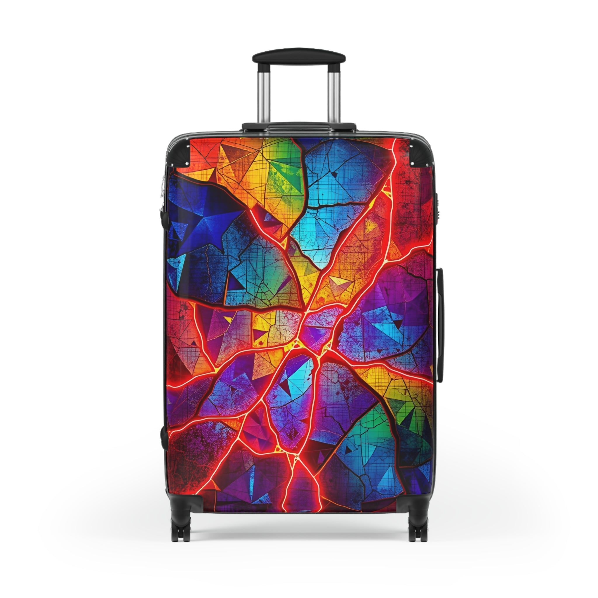 Colorful Cracked Glass Carry-On Suitcase — Vibrant Abstract Travel Luggage
