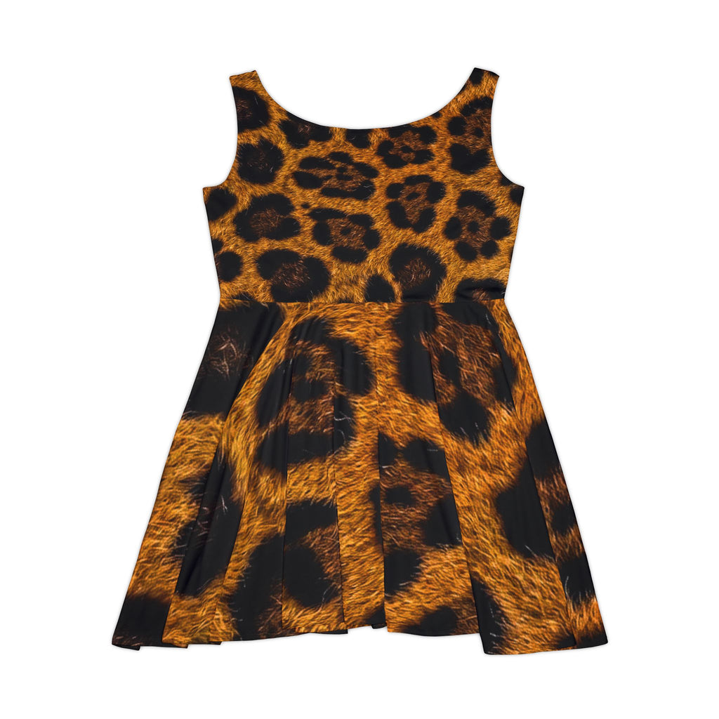 Leopard Face Women's Skater Dress — All-Over Print Animal Print Dress