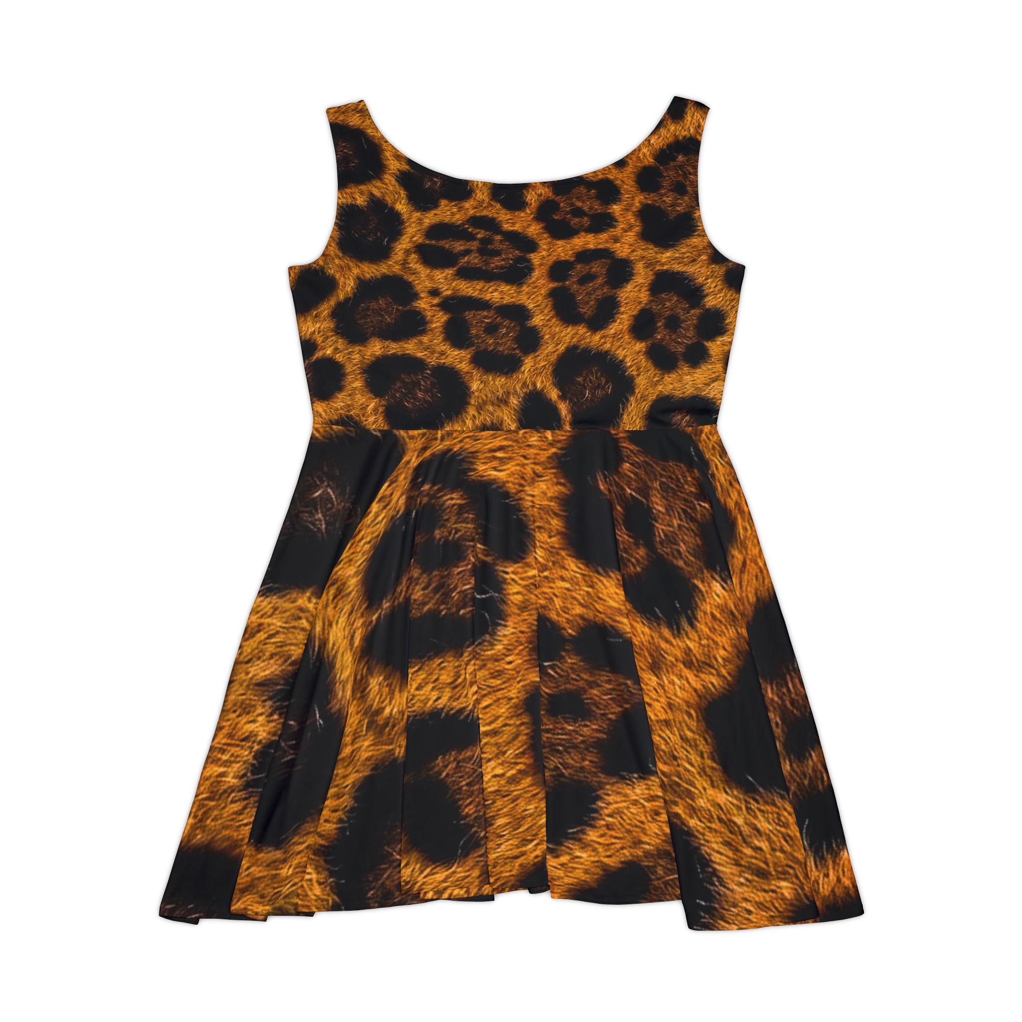 Leopard Face Women's Skater Dress — All-Over Print Animal Print Dress