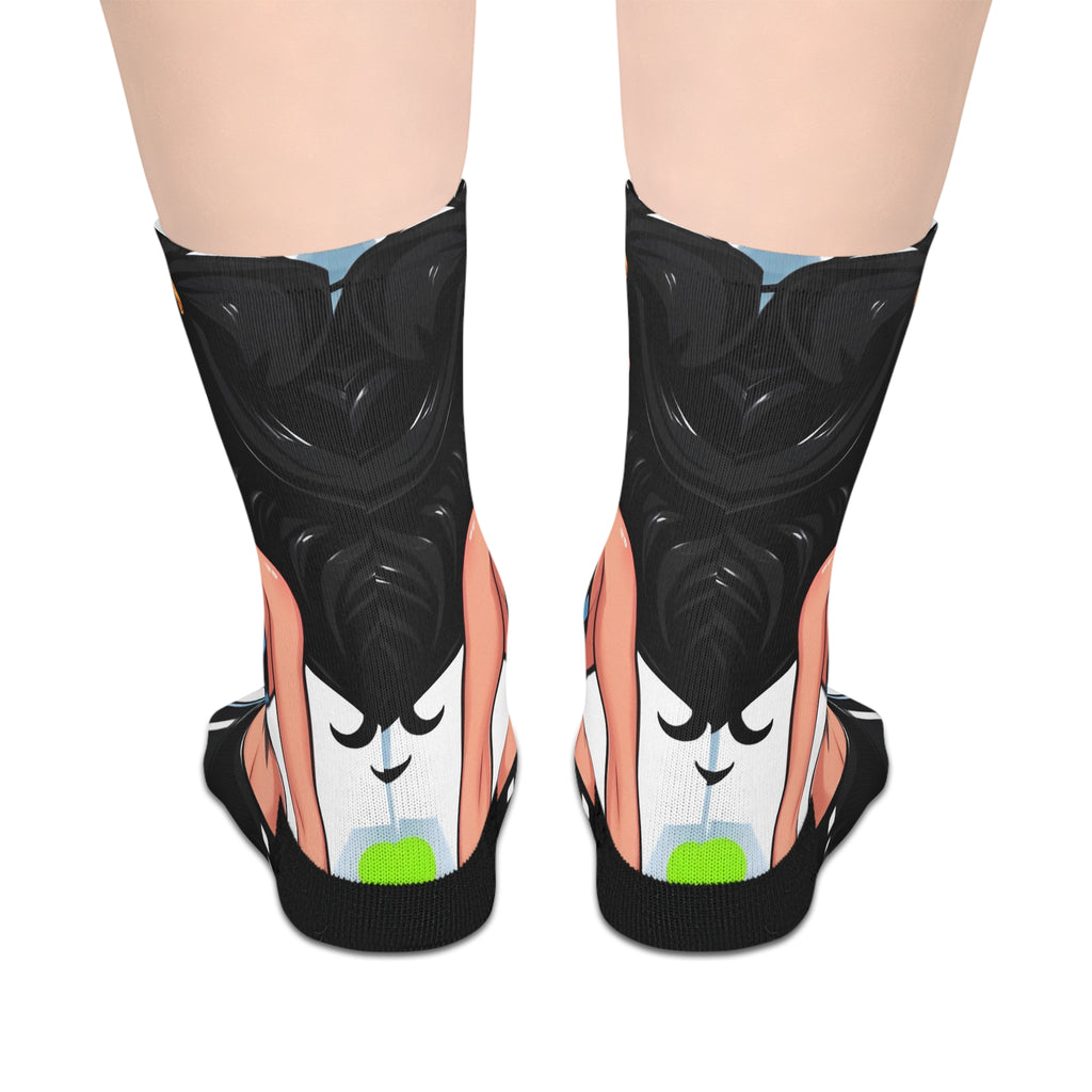 Mid-Length Socks — Vintage Pinup Twin Girls Graphic Crew Socks