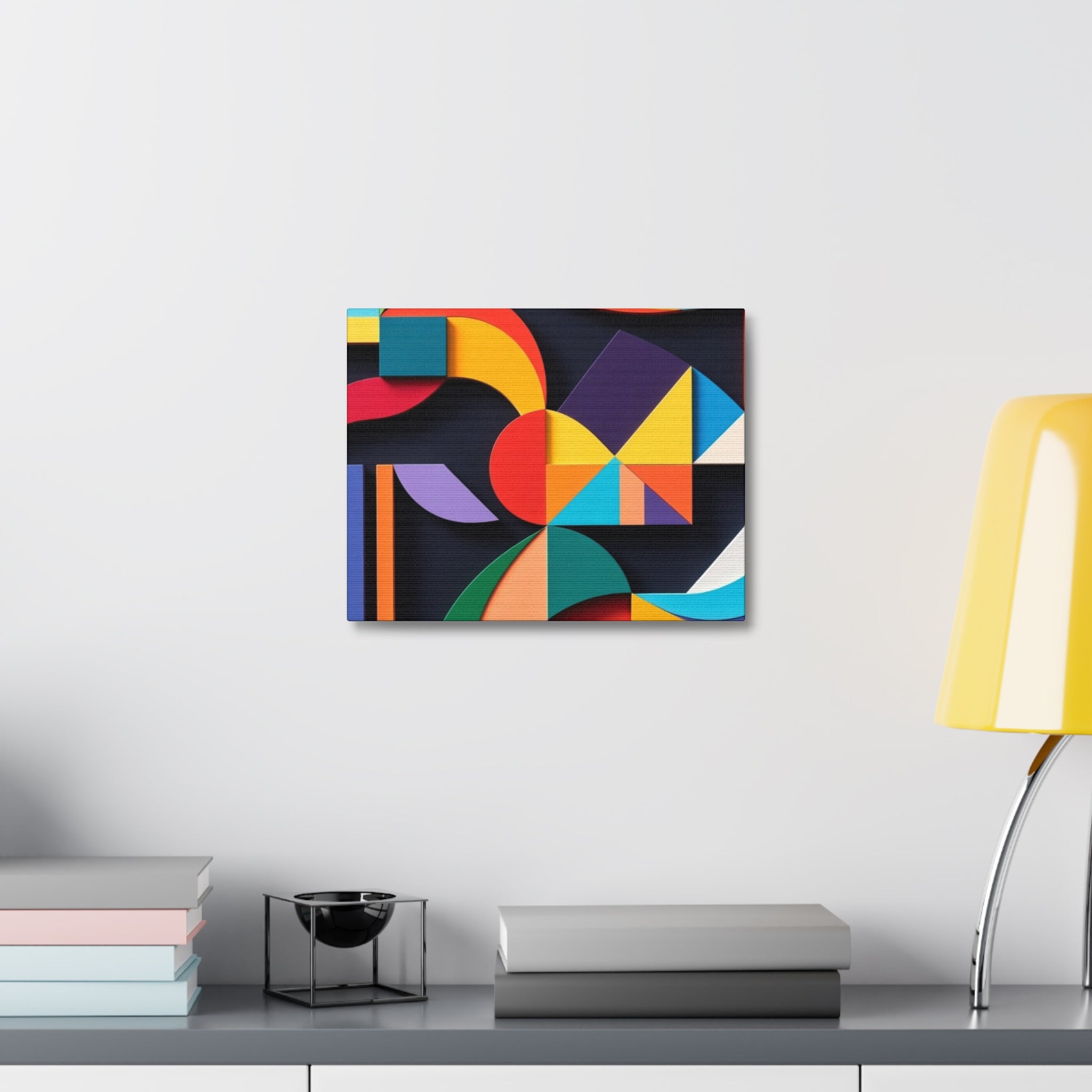 Abstract Geometric Stretched Canvas – Colorful Modern Wall Art