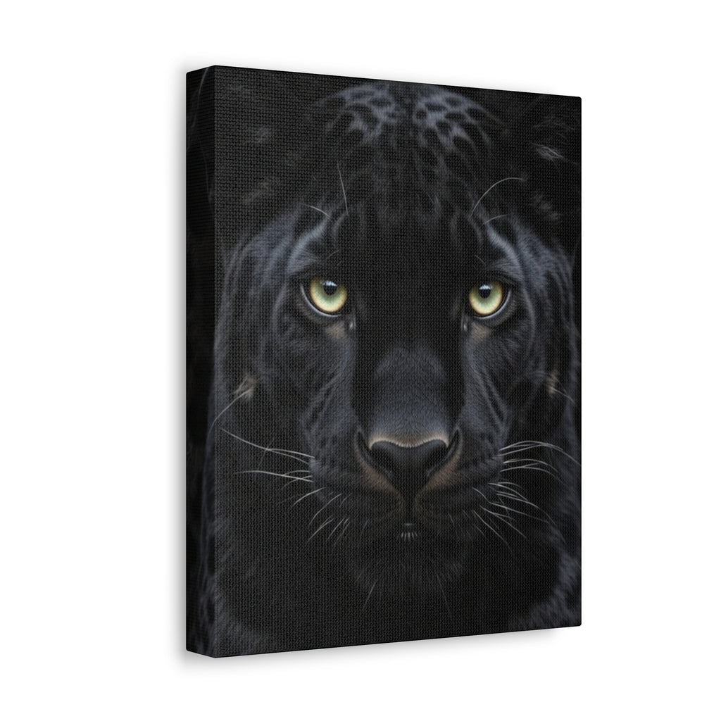 Black Panther Wall Canvas — Intense Close-Up Stretched Canvas Art