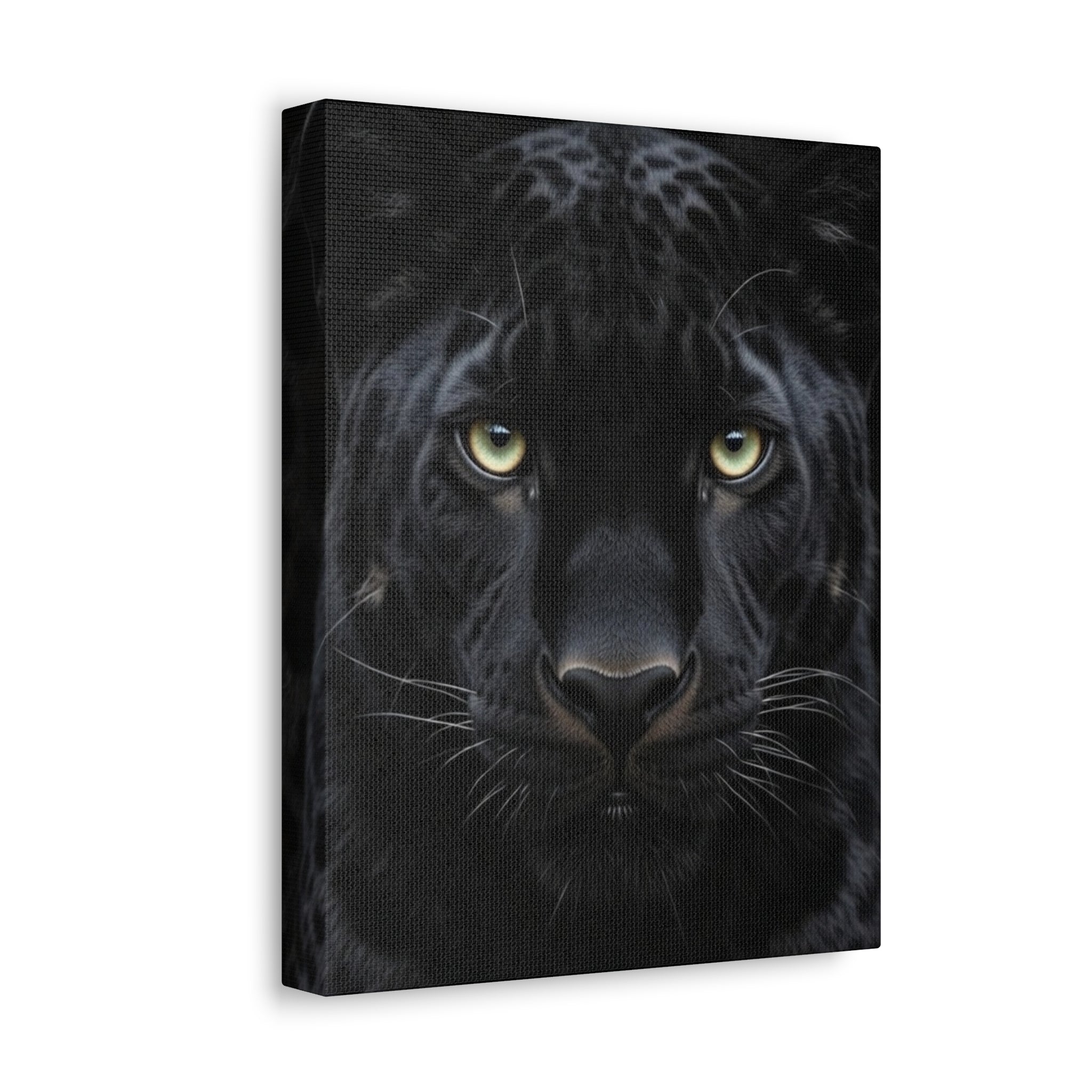 Black Panther Wall Canvas — Intense Close-Up Stretched Canvas Art
