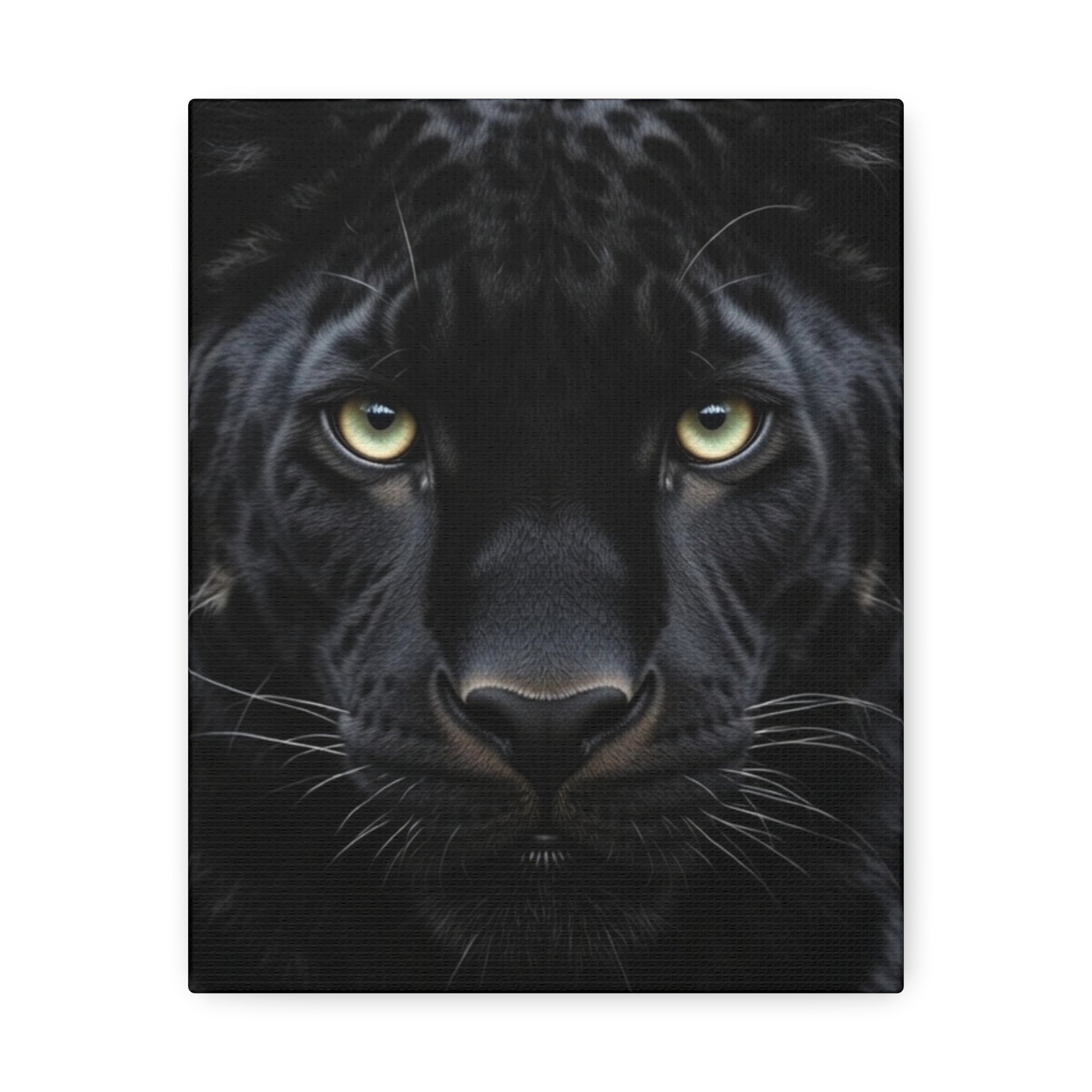 Black Panther Wall Canvas — Intense Close-Up Stretched Canvas Art