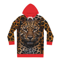 Leopard Face All-Over Print Hoodie Dress