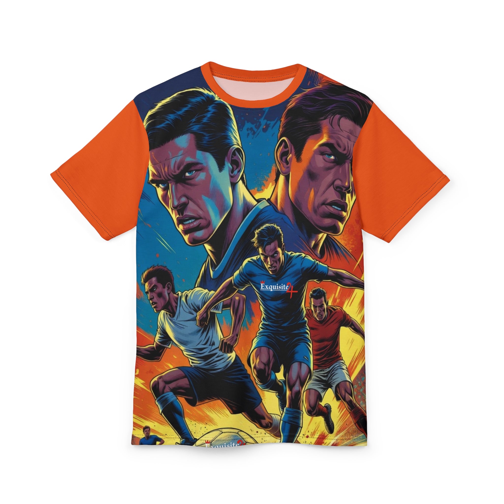Soccer Legends Graphic Tee — Retro Action Football Players All-Over Print