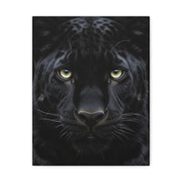 Black Panther Wall Canvas — Intense Close-Up Stretched Canvas Art