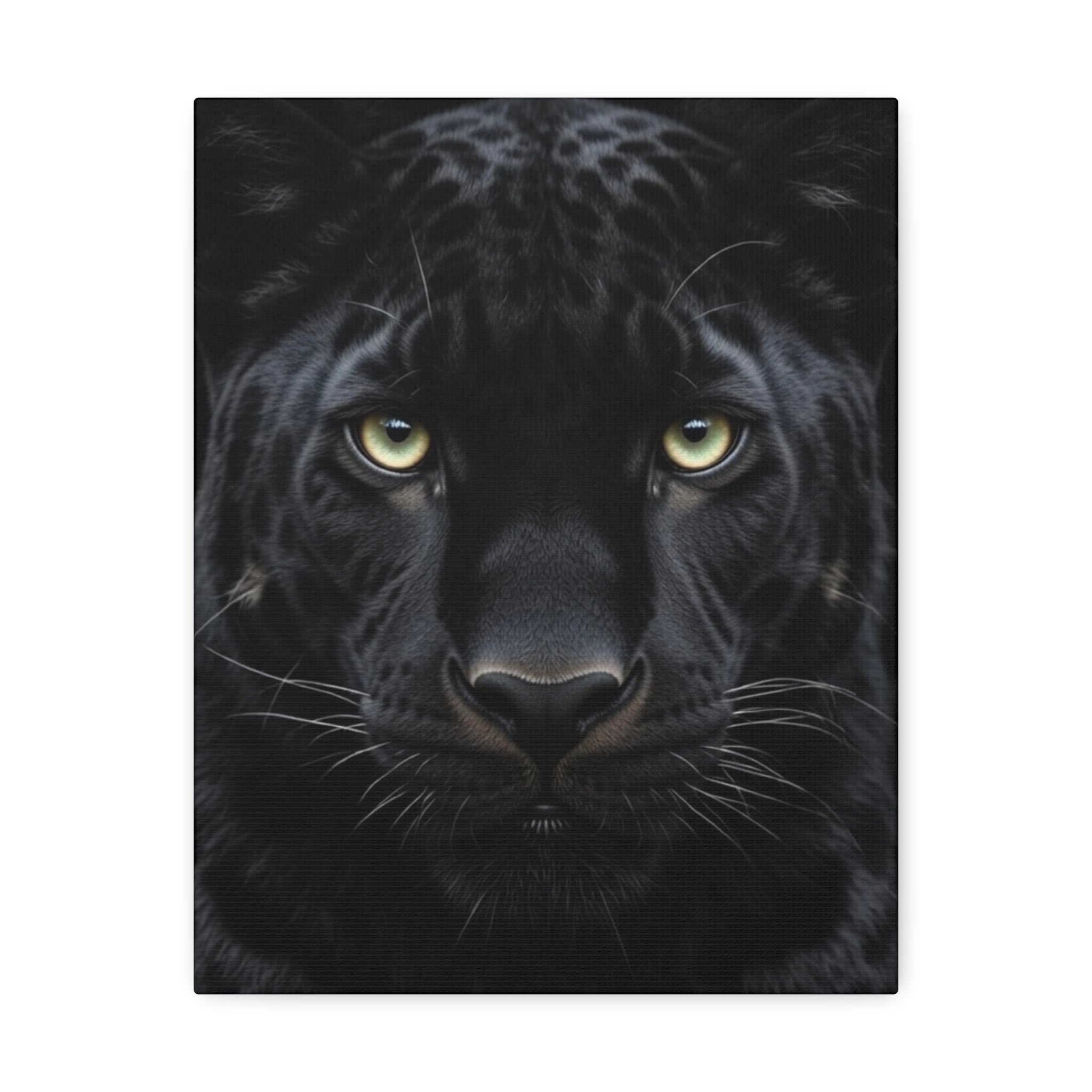 Black Panther Wall Canvas — Intense Close-Up Stretched Canvas Art
