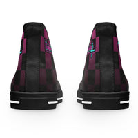 Women's Pink & Black Checkerboard High Top Sneakers