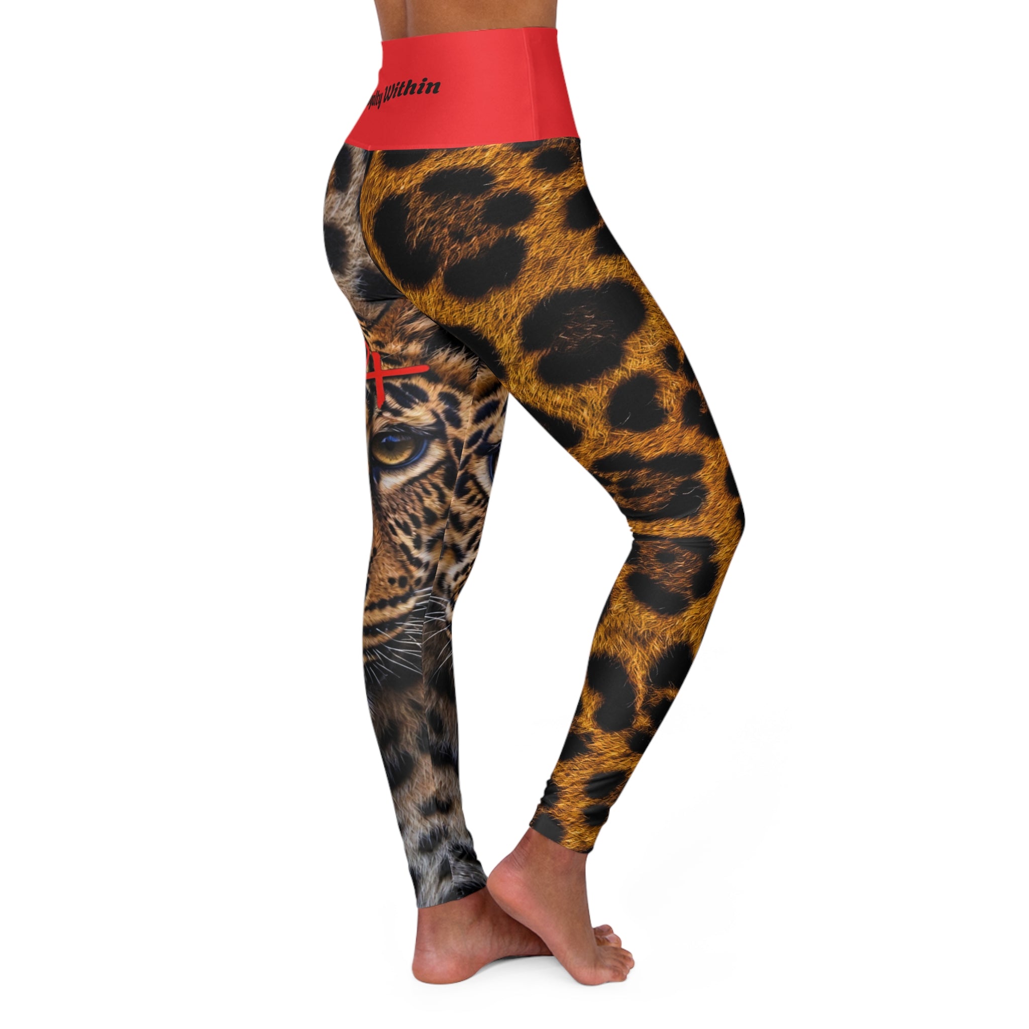 Leopard Face High-Waist Yoga Leggings — Bold Animal Print Activewear