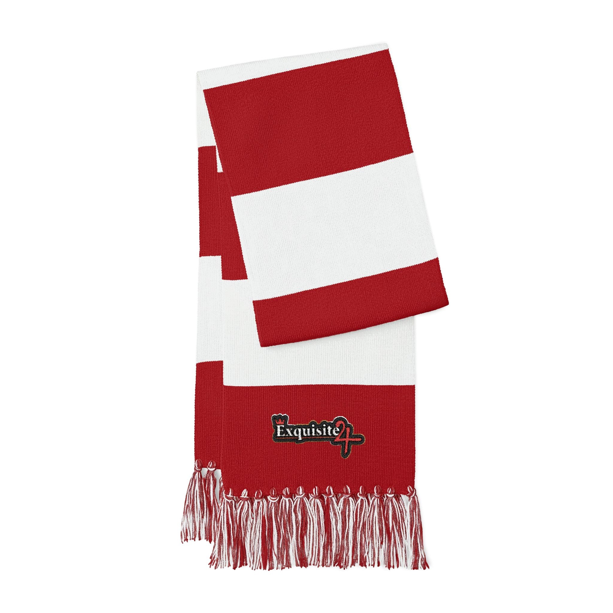 Embroidered Spectator Scarf — Striped Team Fan Scarf with Fringe