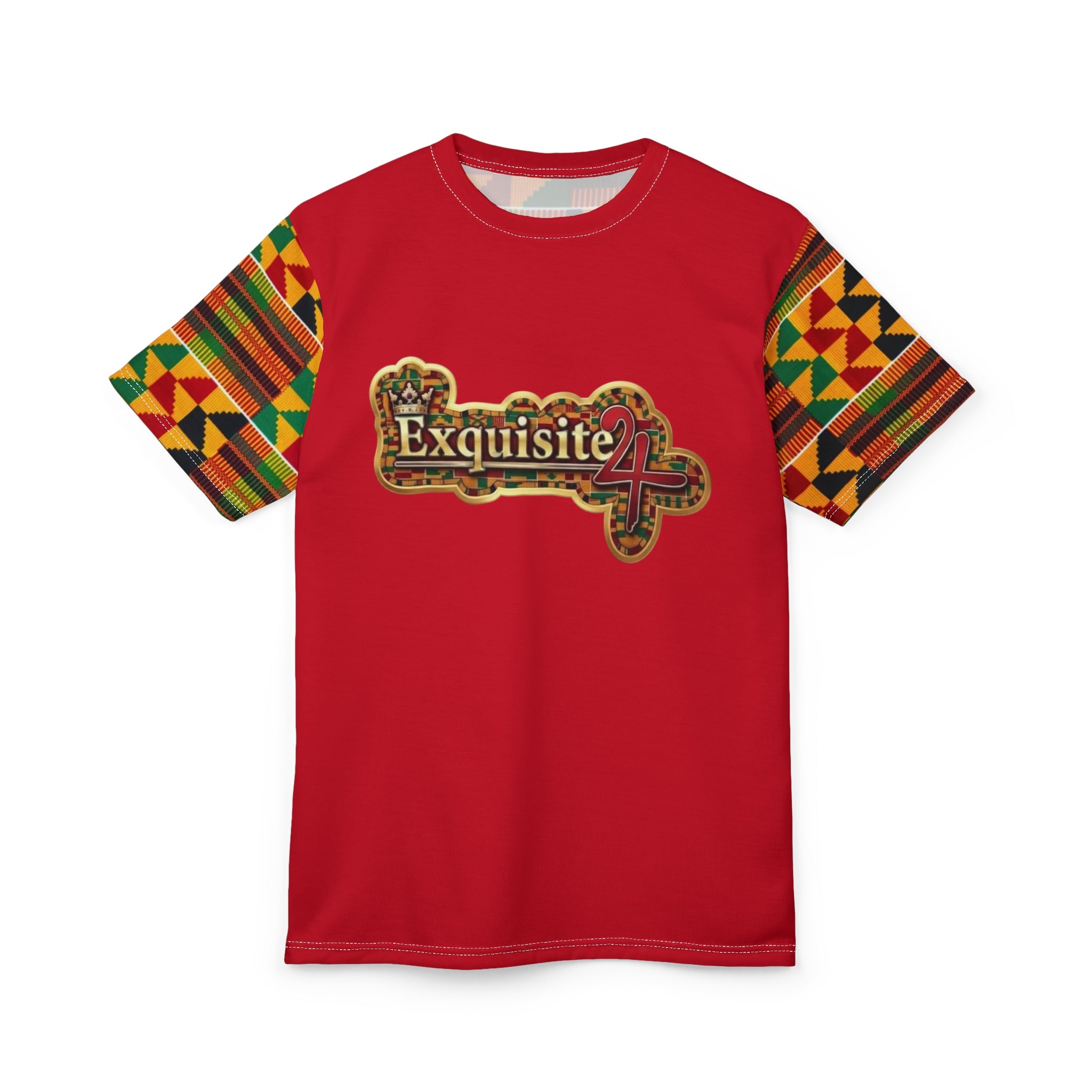 Exquisite 24 Red Kente Sleeve Tee