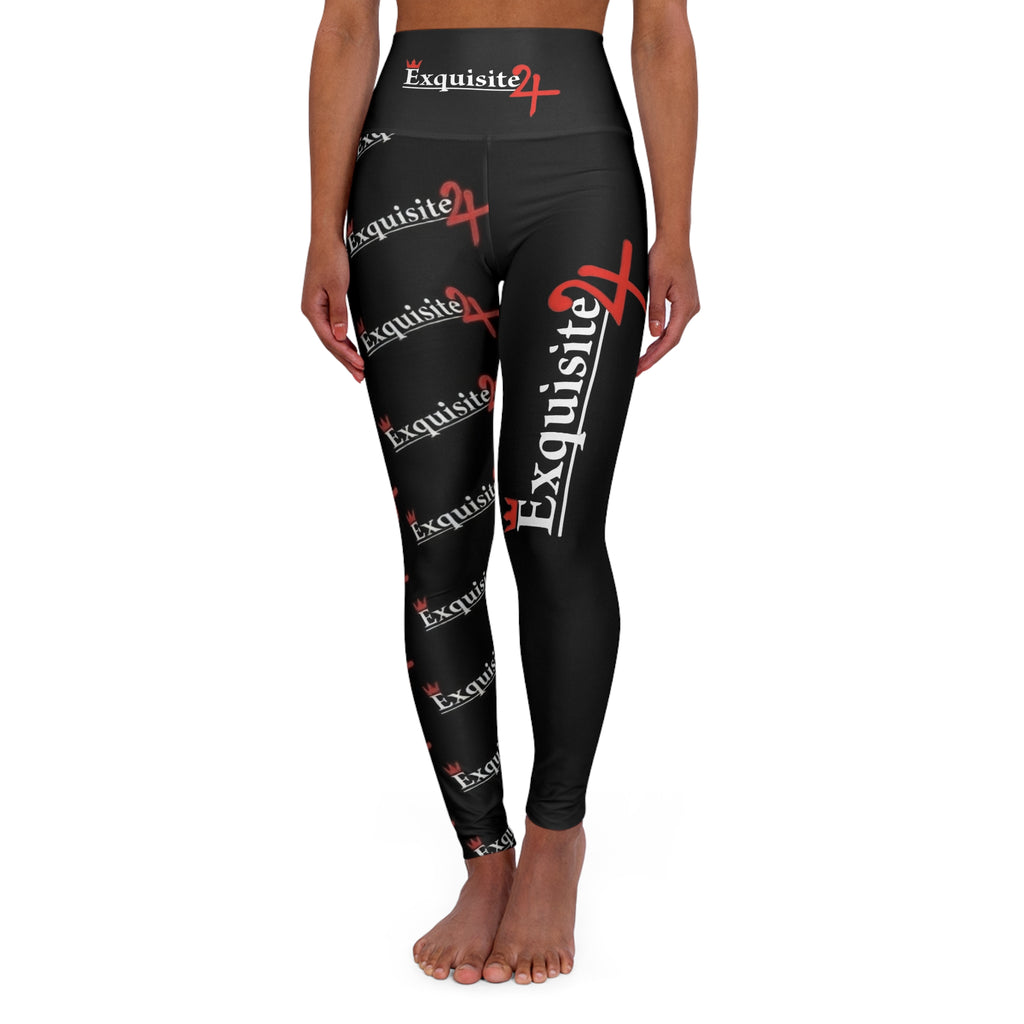 High-Waisted Yoga Leggings — Exquisite 24 Logo All-Over Print