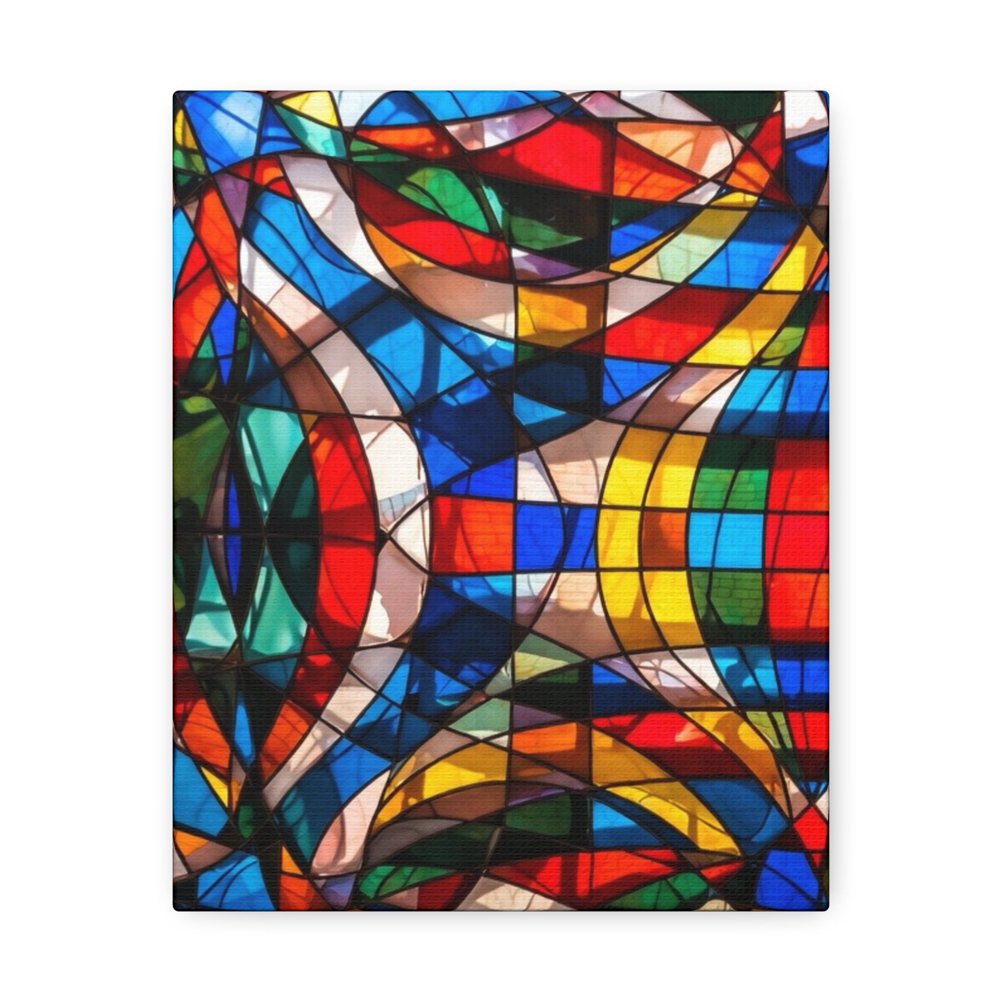 Stained Glass Abstract Stretched Canvas Print — Colorful Geometric Wall Art
