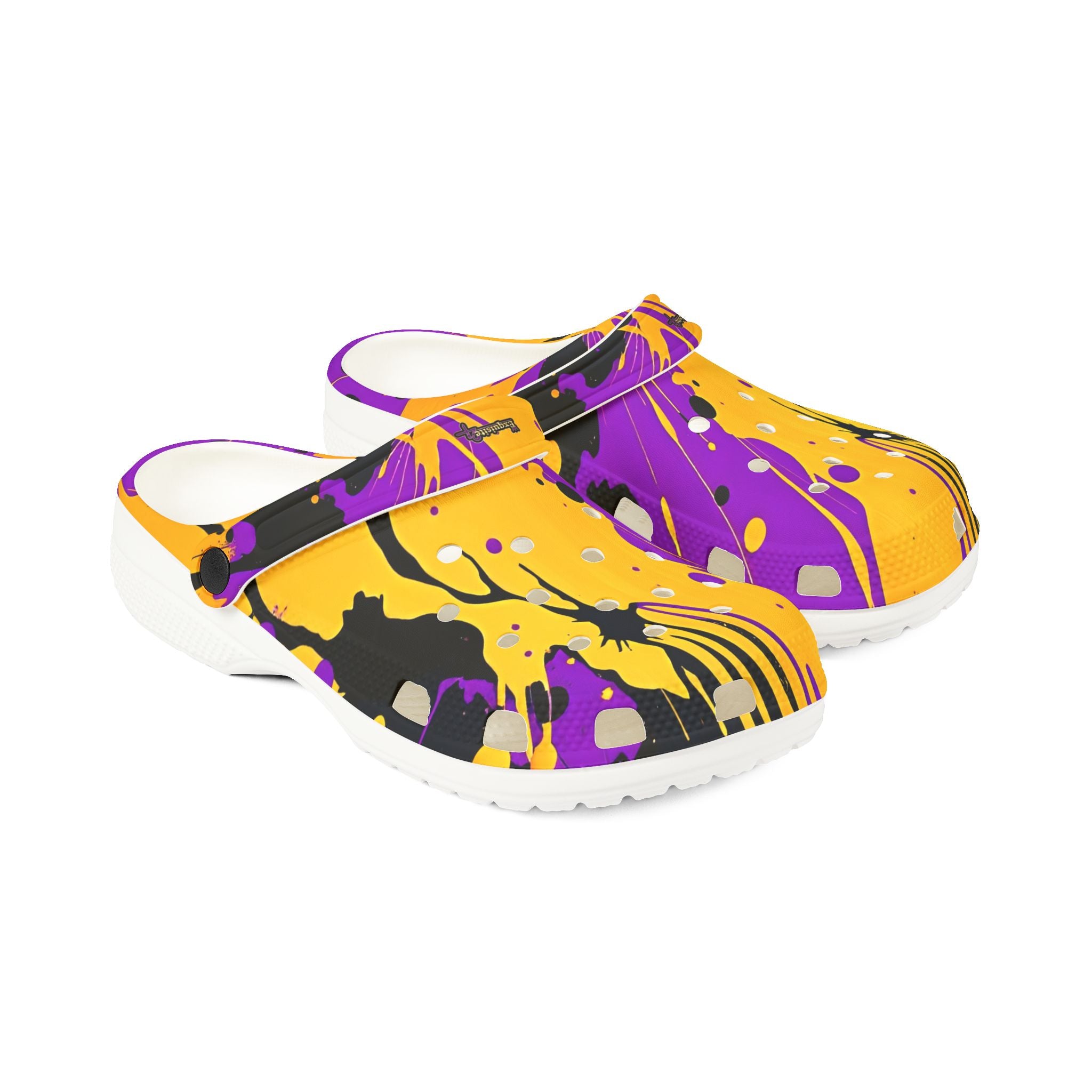 Purple & Yellow Paint Splatter EVA Foam Clogs