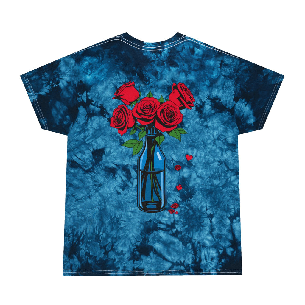 Tie-Dye Tee — Exquisite 24 ‘Royalty Within’ Logo & Red Roses Crystal Design
