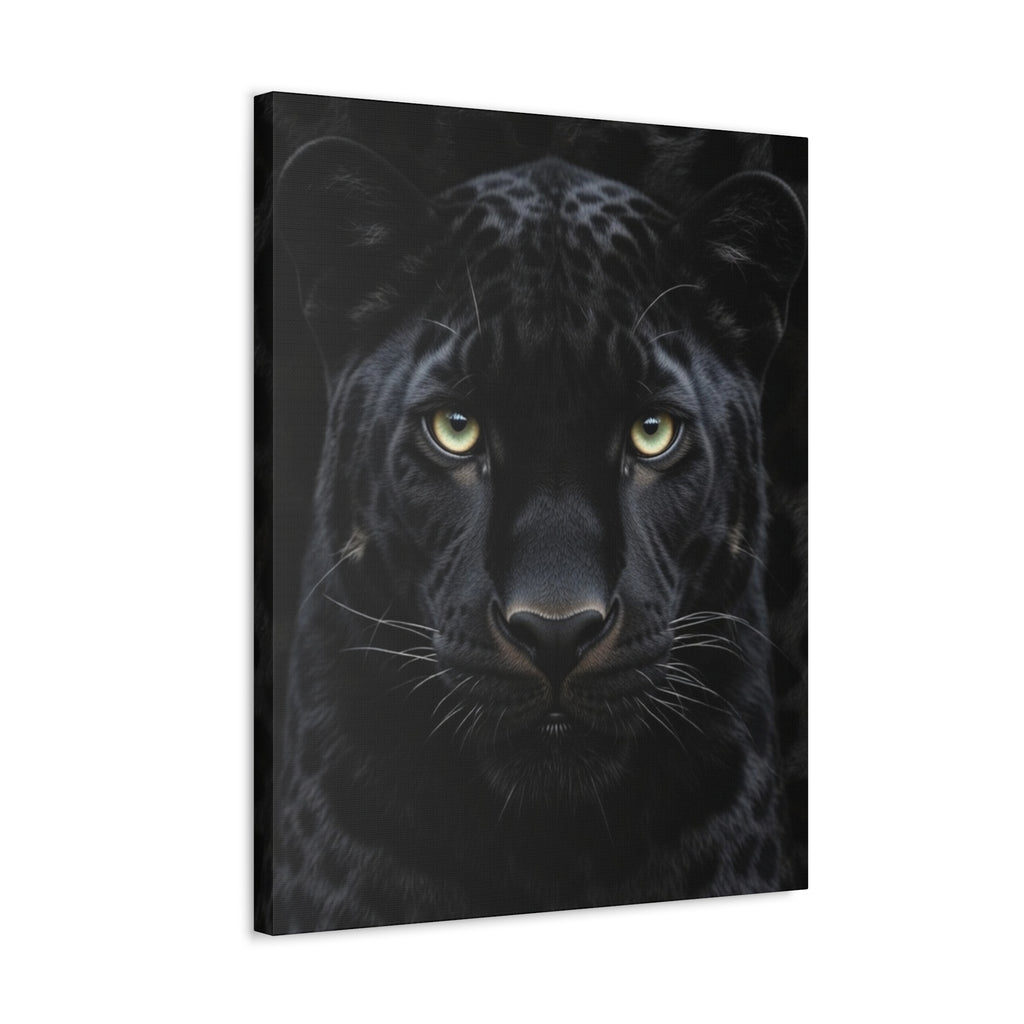 Black Panther Wall Canvas — Intense Close-Up Stretched Canvas Art