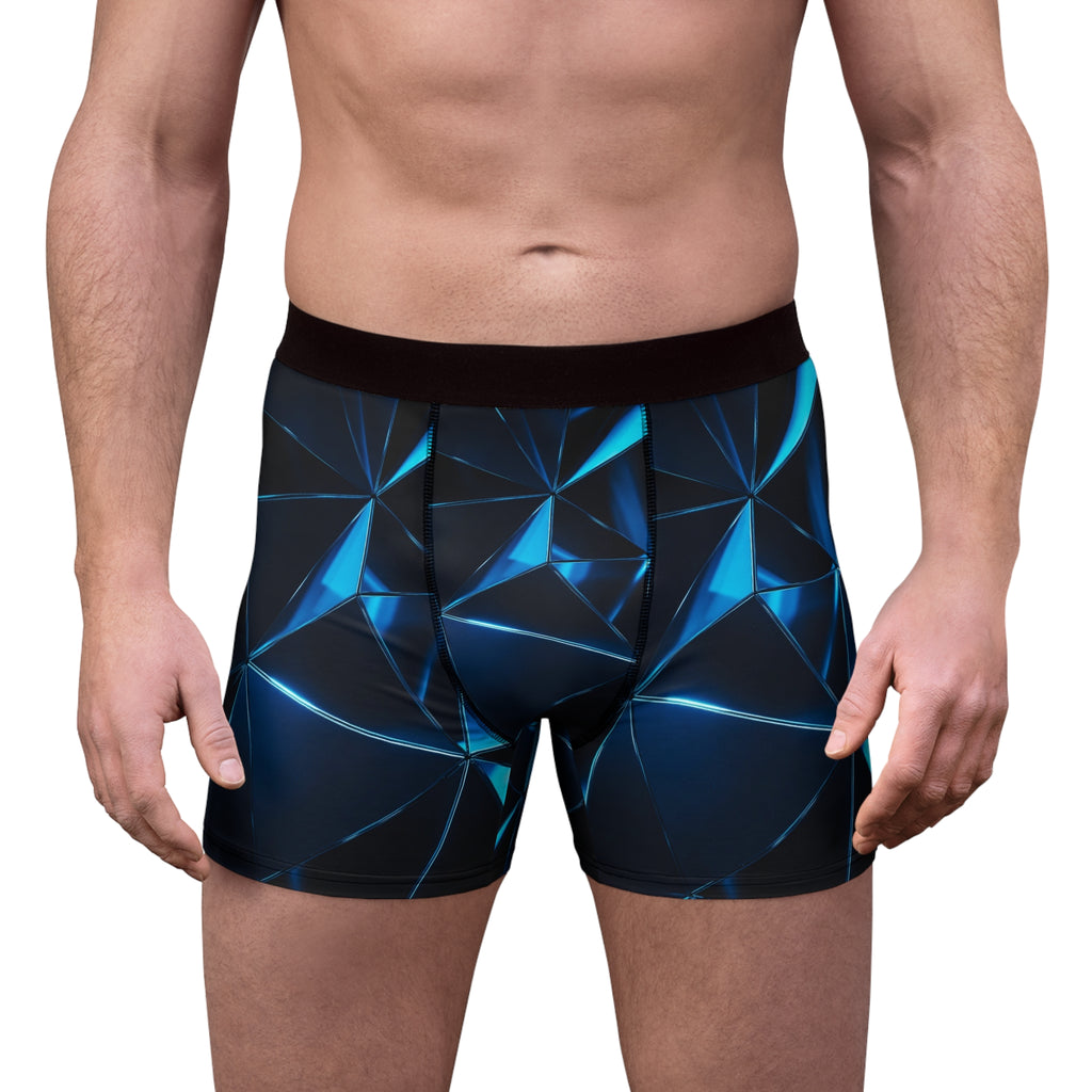 Men's Geometric Blue Prism Boxer Briefs — All-Over Print