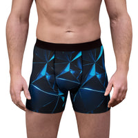 Men's Geometric Blue Prism Boxer Briefs — All-Over Print