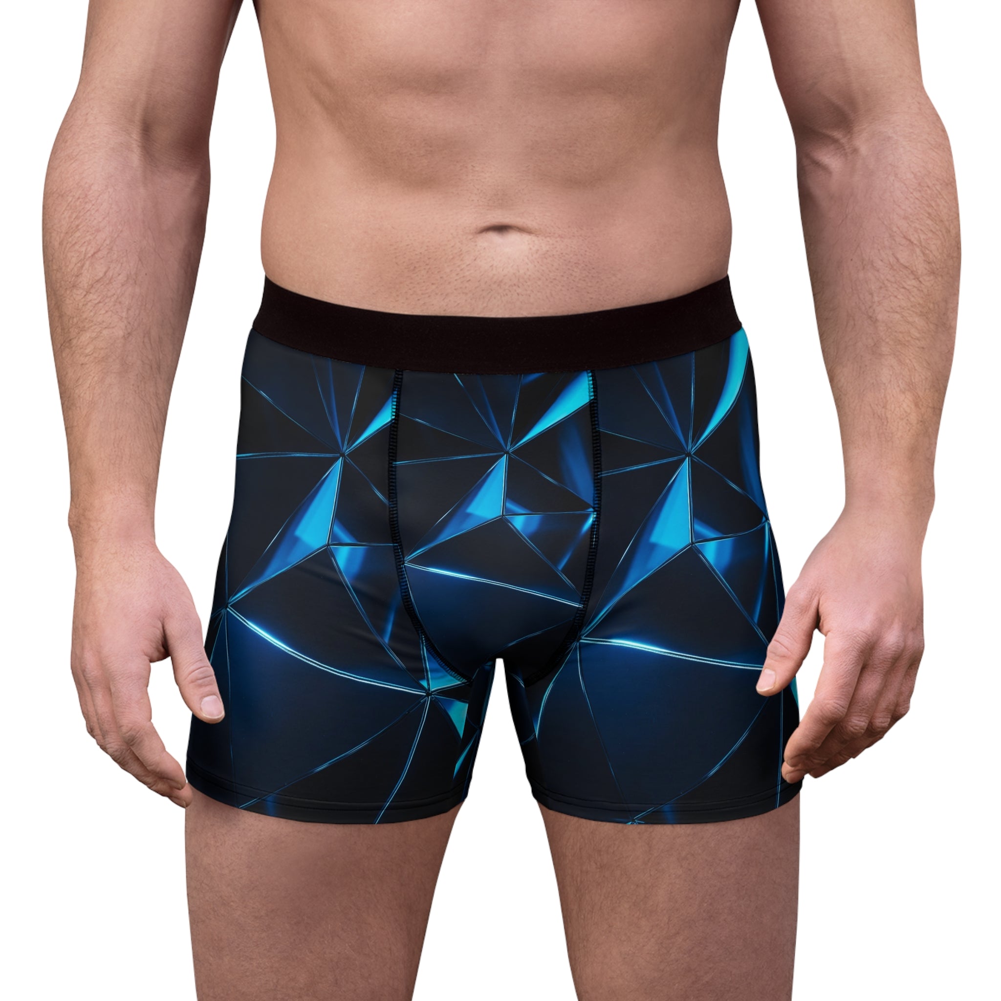 Men's Geometric Blue Prism Boxer Briefs — All-Over Print