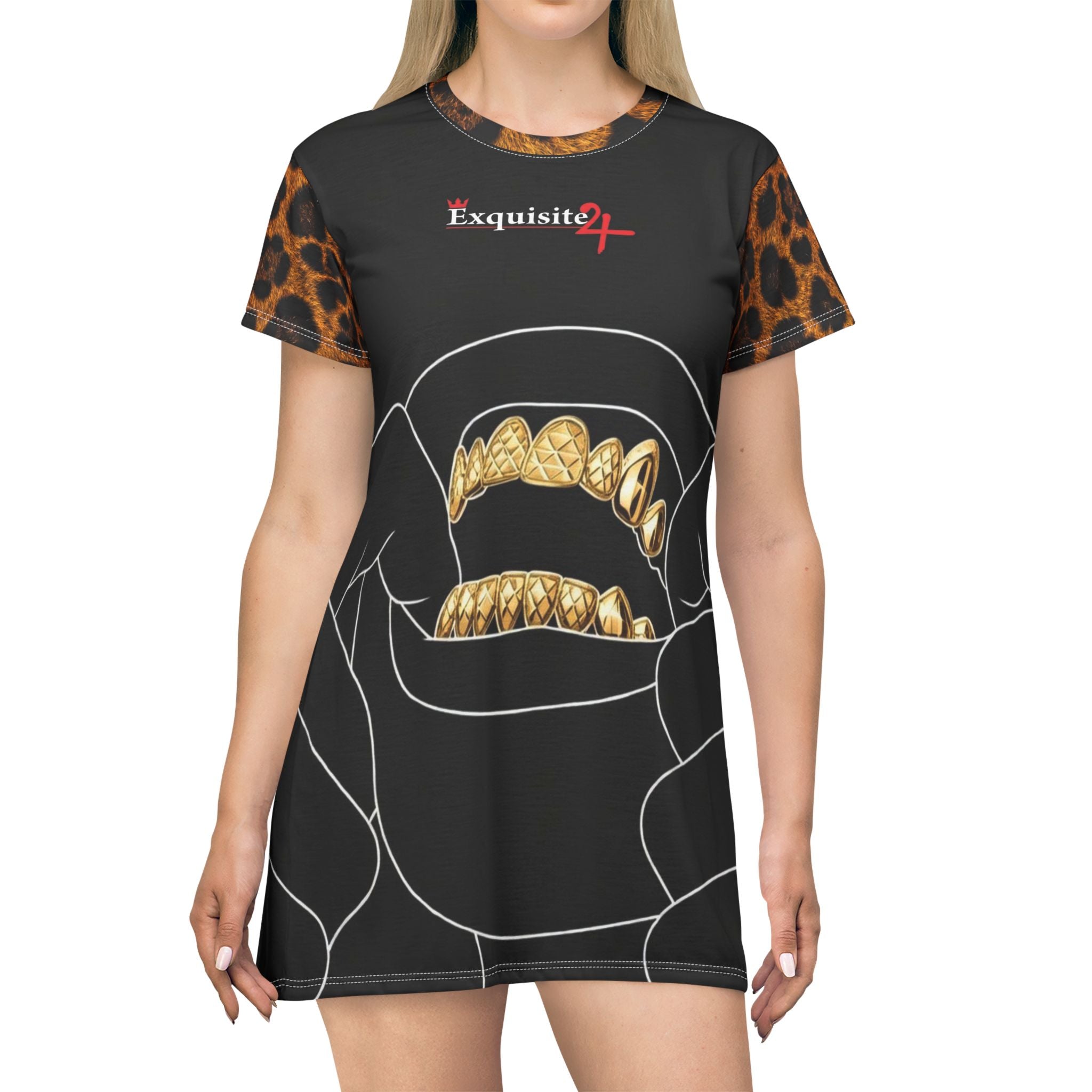 Exquisite 24 Leopard Grillz Graphic T-Shirt Dress