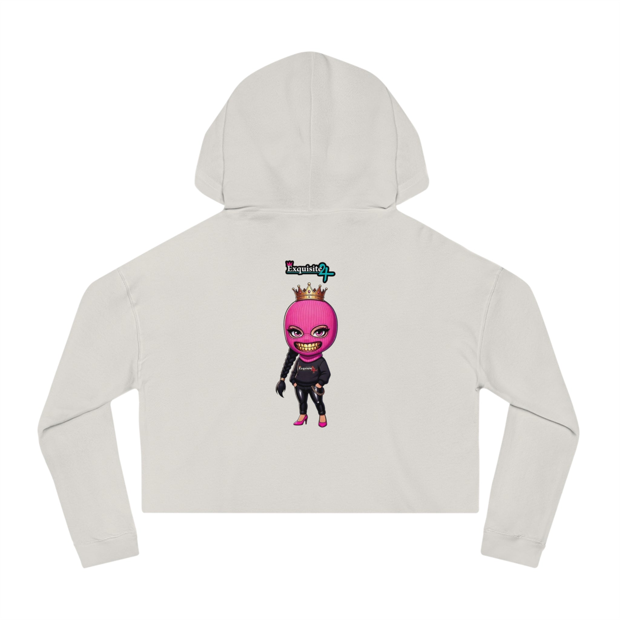 Cropped Hoodie — Exquisite 24 Pink Masked Character Graphic