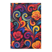 Vibrant Floral Swirl Area Rug — Colorful Rose Accent Rug